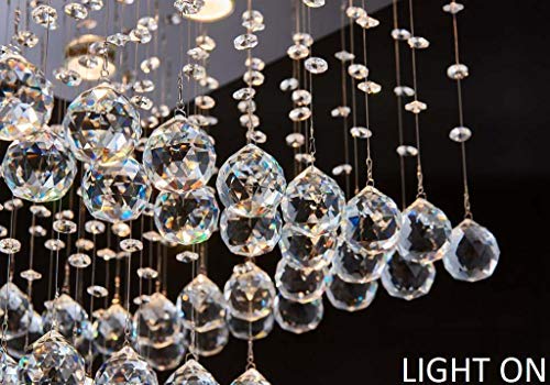 Saint Mossi K9 Crystal Chandelier - 9-Light 2-Tier Modern Flush Mount Ceiling Light Fixture for Bedroom, Dining Room & Living Room (32