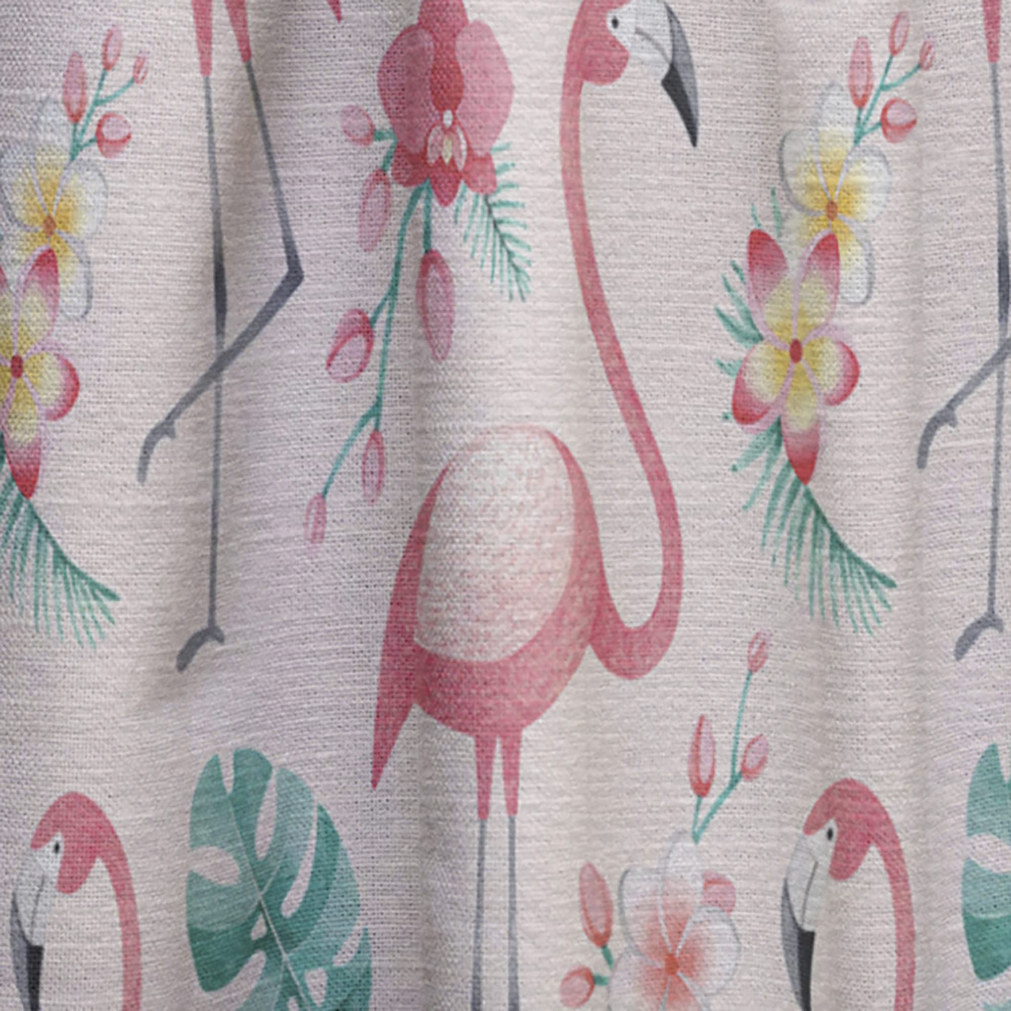 DesignQ Thermal Insulated Single Panel Curtains - Tropical Botanicals, Flowers & Flamingo II - 52x108 Inches - Perfect for Bedroom & Living Room Decor | Energy Efficient Window Treatment for Home & Office