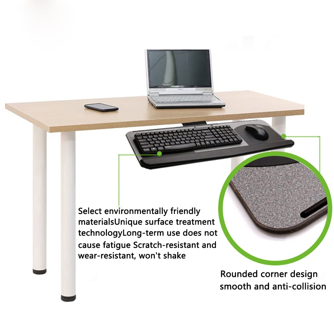 Adjustable Ergonomic Keyboard Drawer - Sliding Keyboard Tray with Height Adjustment for Office, Home & School - Perfect for Workspace Organization & Comfortable Typing