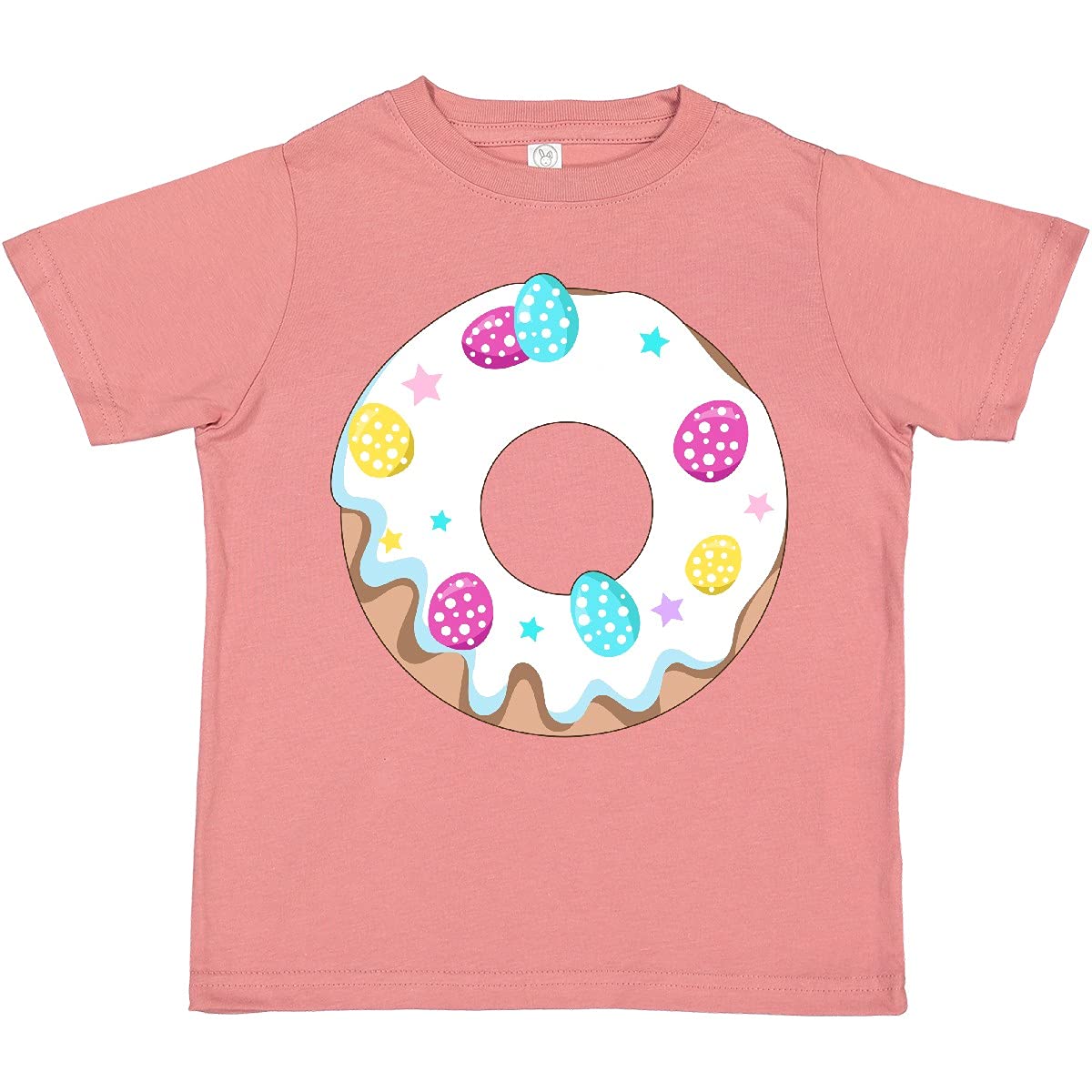 Inktastic Easter Donut with Pastel Eggs Frosting and Stars Toddler T-Shirt - Cute Easter Outfit for Baby Boys & Girls - Perfect for Easter Egg Hunt, Spring Photos & Holiday Celebrations