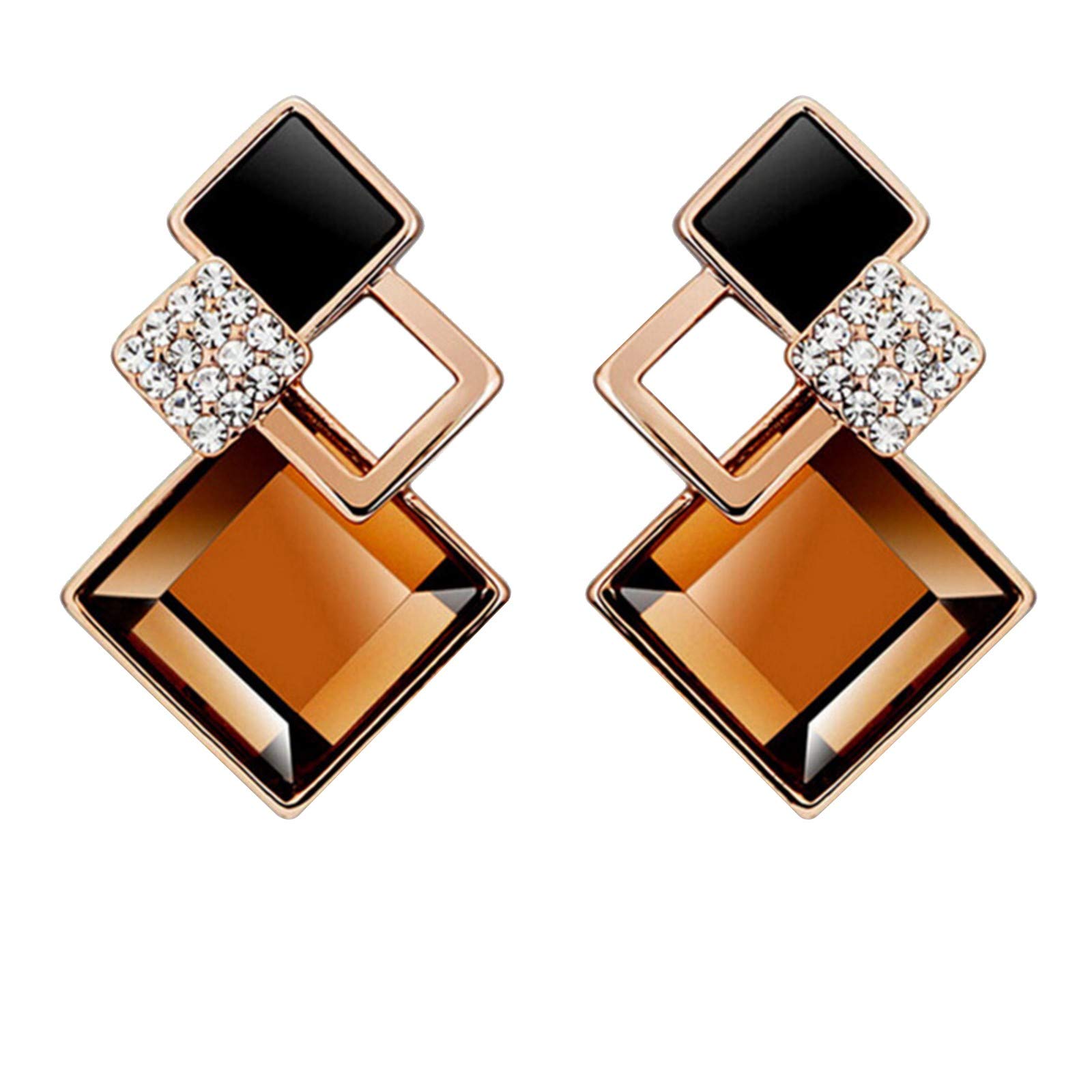 Premium Korean Rhinestone Women's Earrings - Rose Gold Leaf Dangle Earrings for Party, Wedding & Evening Wear | Fashion Jewelry Gift for Her