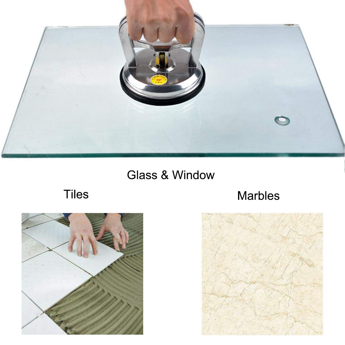 SOLUDE 4-Pack Heavy Duty Glass Suction Cup Lifters - Aluminum Vacuum Grippers for Moving Windows, Tiles, Mirrors & Granite - Double Gripper Sucker Plate for Home Renovation & Construction Projects