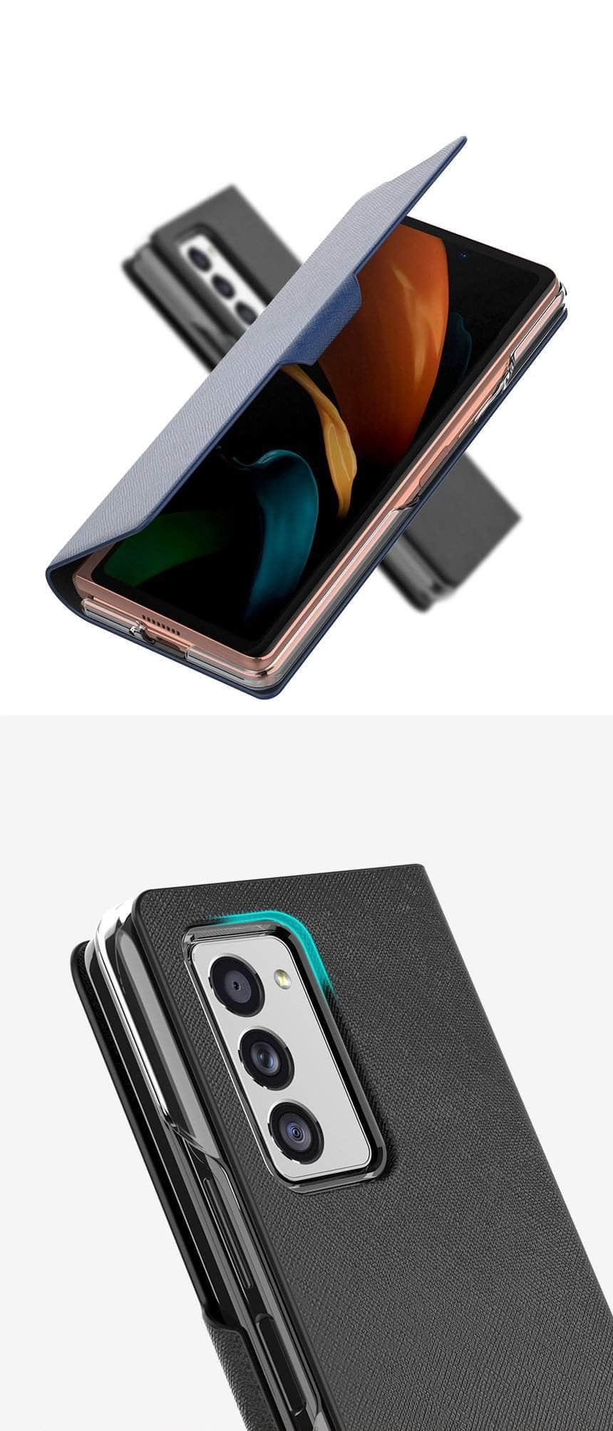 Samsung Galaxy Z Fold 3 Explosion Proof Luxury Cross Pattern Case - Premium Protection for Foldable Phones | Perfect for Business Professionals & Tech Enthusiasts