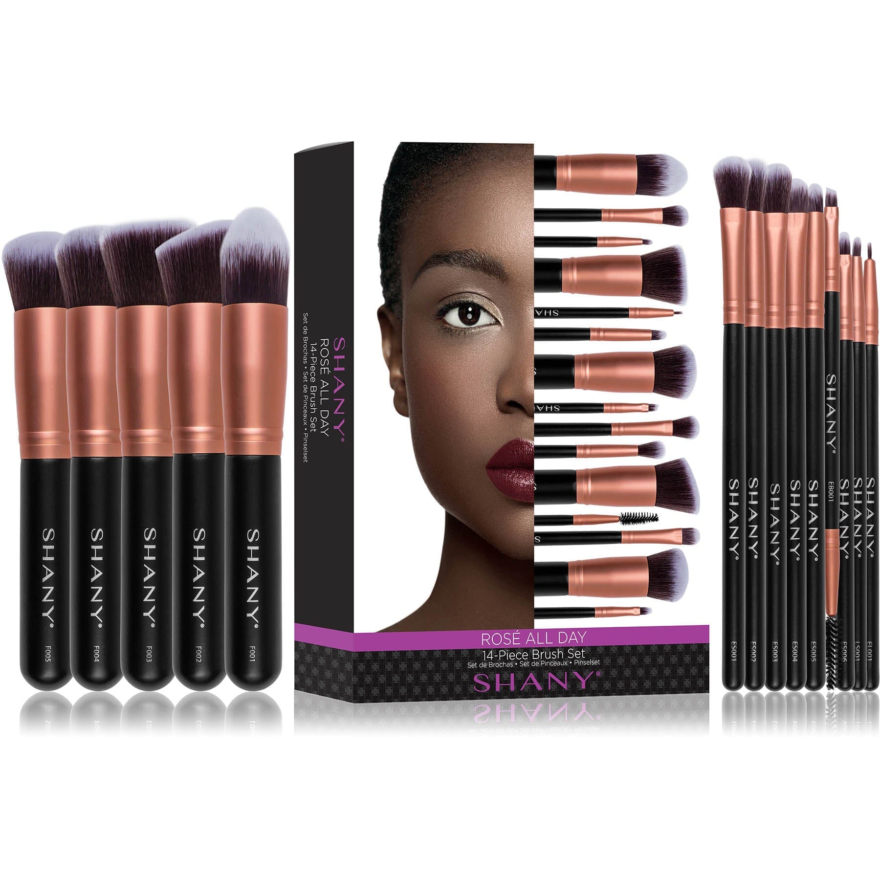 Bombshell 14 Piece Makeup Brush Set - Professional Cosmetic Brush Kit for Foundation, Blending, Eyeshadow & Contouring - Perfect for Makeup Artists & Beauty Enthusiasts