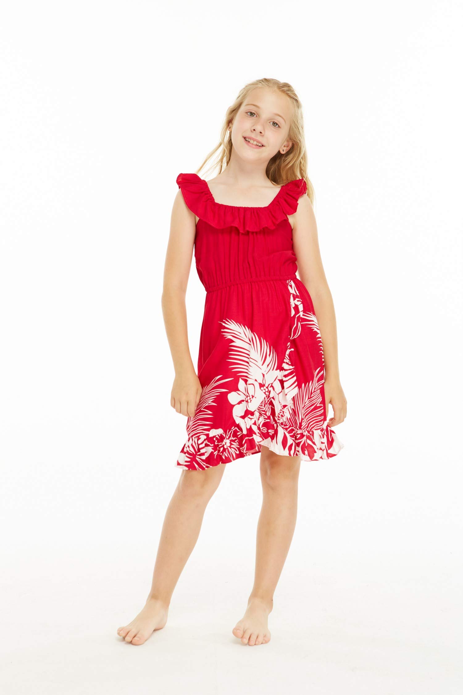 Girl's Ruffle Wrap Hawaiian Luau Dress - Beach Party & Vacation Wear