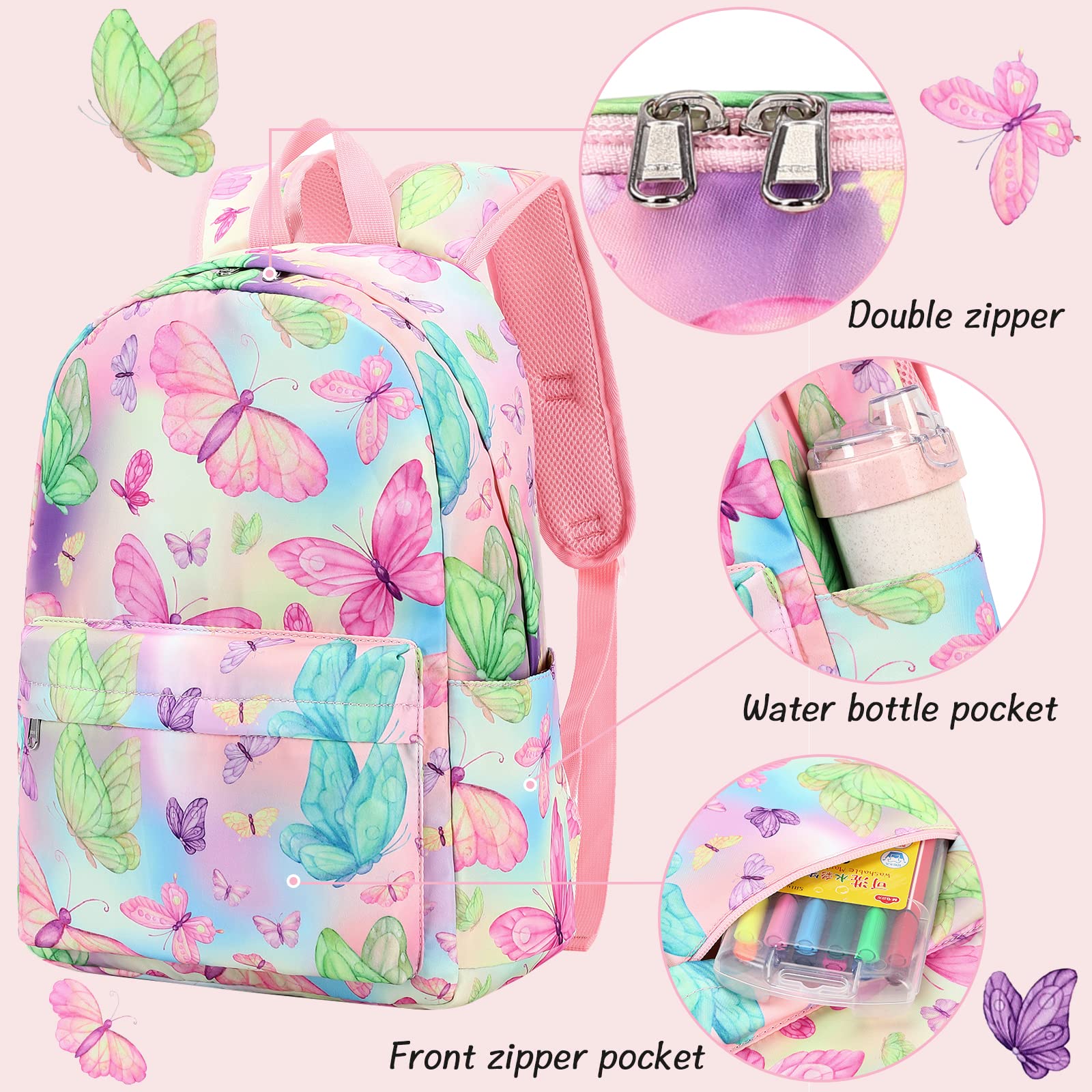 CAMTOP Girls Backpack with Lunch Box Set - Durable School Bookbag for Kids, Lightweight & Waterproof Backpack for School, Travel, and Outdoor Activities