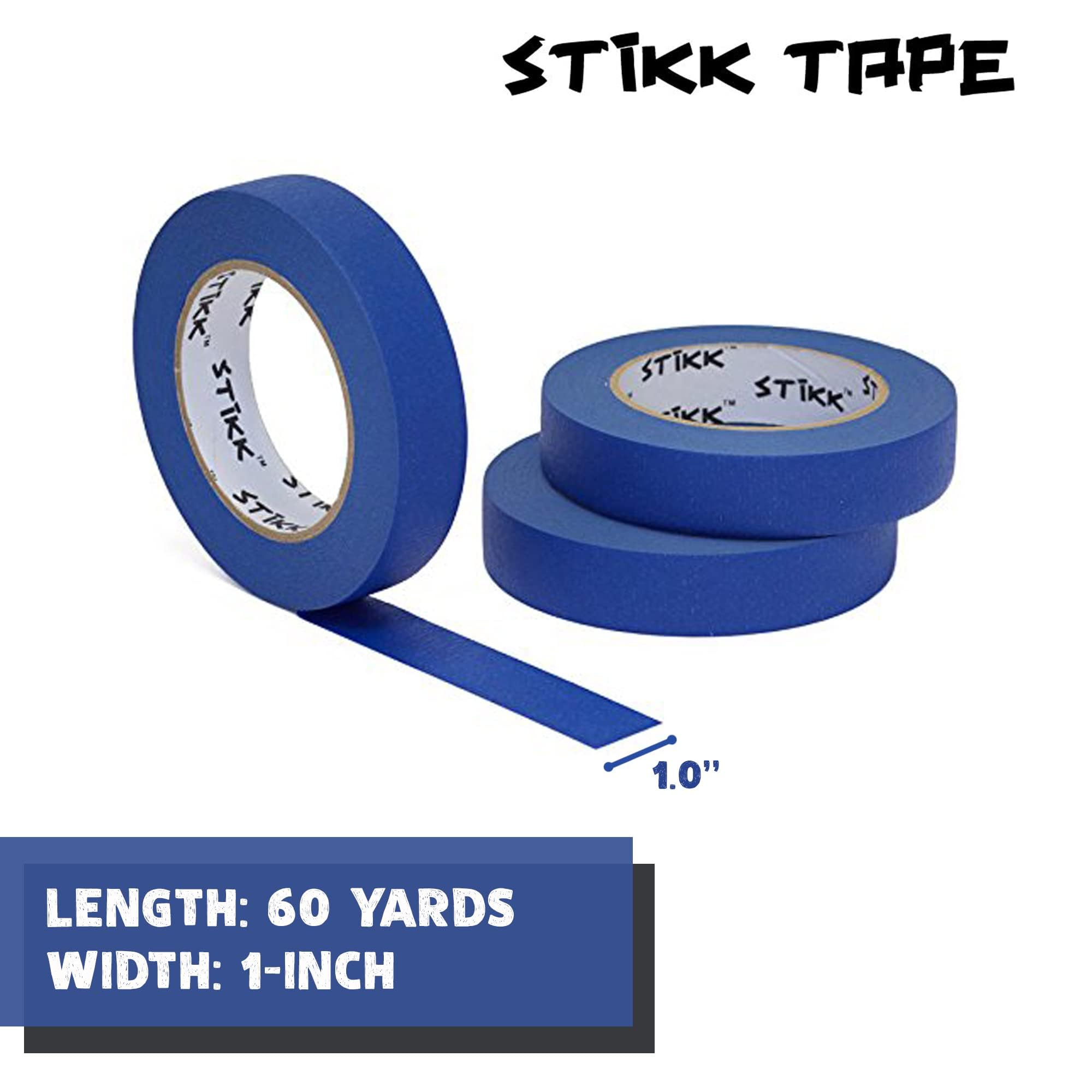 STIKK Professional Painter's Tape 3-Pack - 1 Inch x 60 Yards Blue Masking Tape for Painting, Edges, Trim & Ceilings - Residue-Free DIY Painters Tape for Walls, Furniture & Home Projects - Perfect for Home Improvement, Crafting & Professional Painting