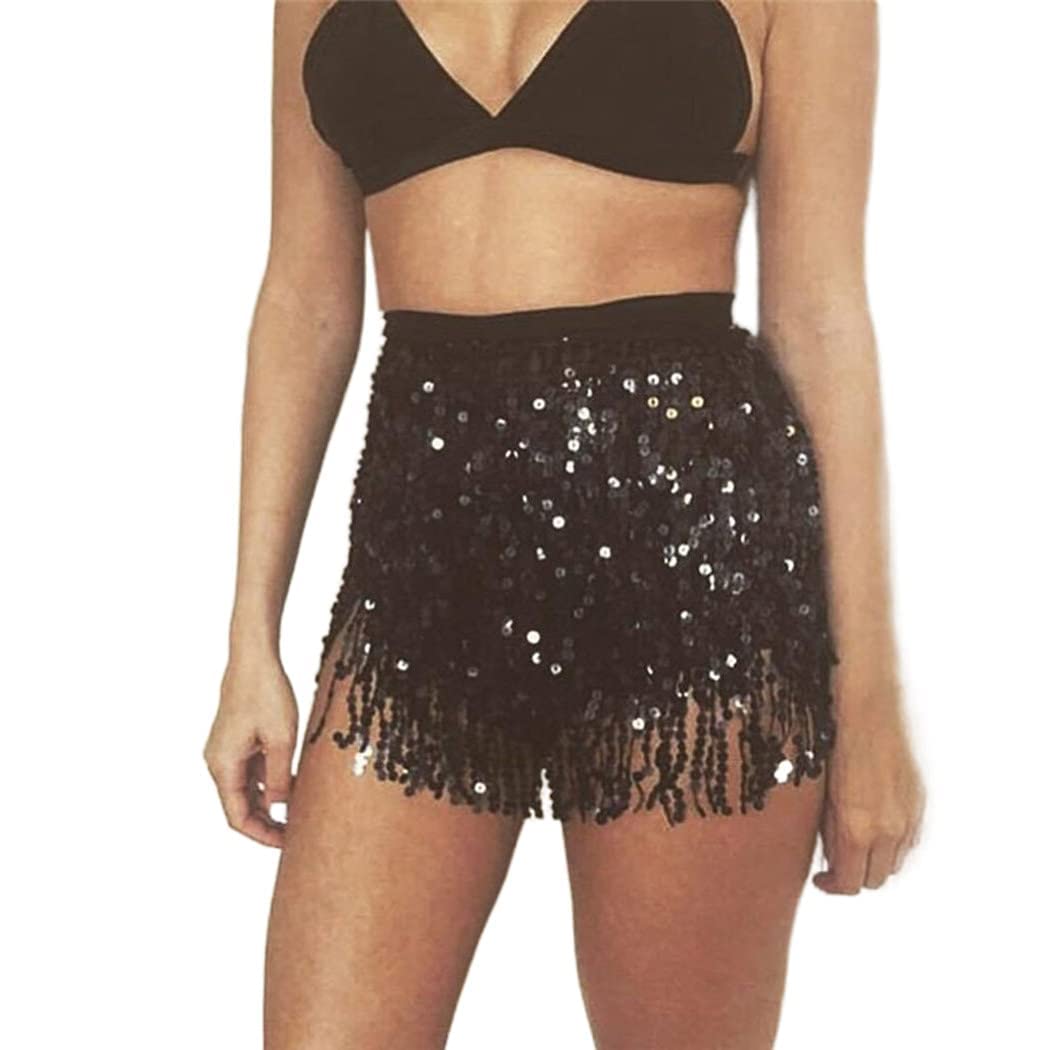 Boho Sequin Tassel Skirt for Women - Fringe Belly Dance Hip Scarf - Perfect for Rave, Party & Dance Costume Outfits - Elegant & Stylish Performance Wear