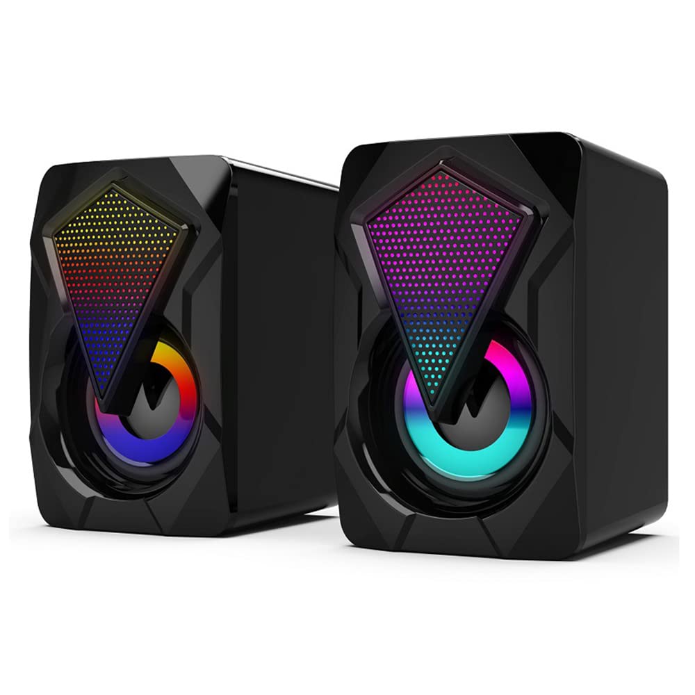 axGear USB-Powered 3.5mm Computer Speakers with LED Lights & Volume Control - Perfect for Laptop, Gaming & Home Office Setup