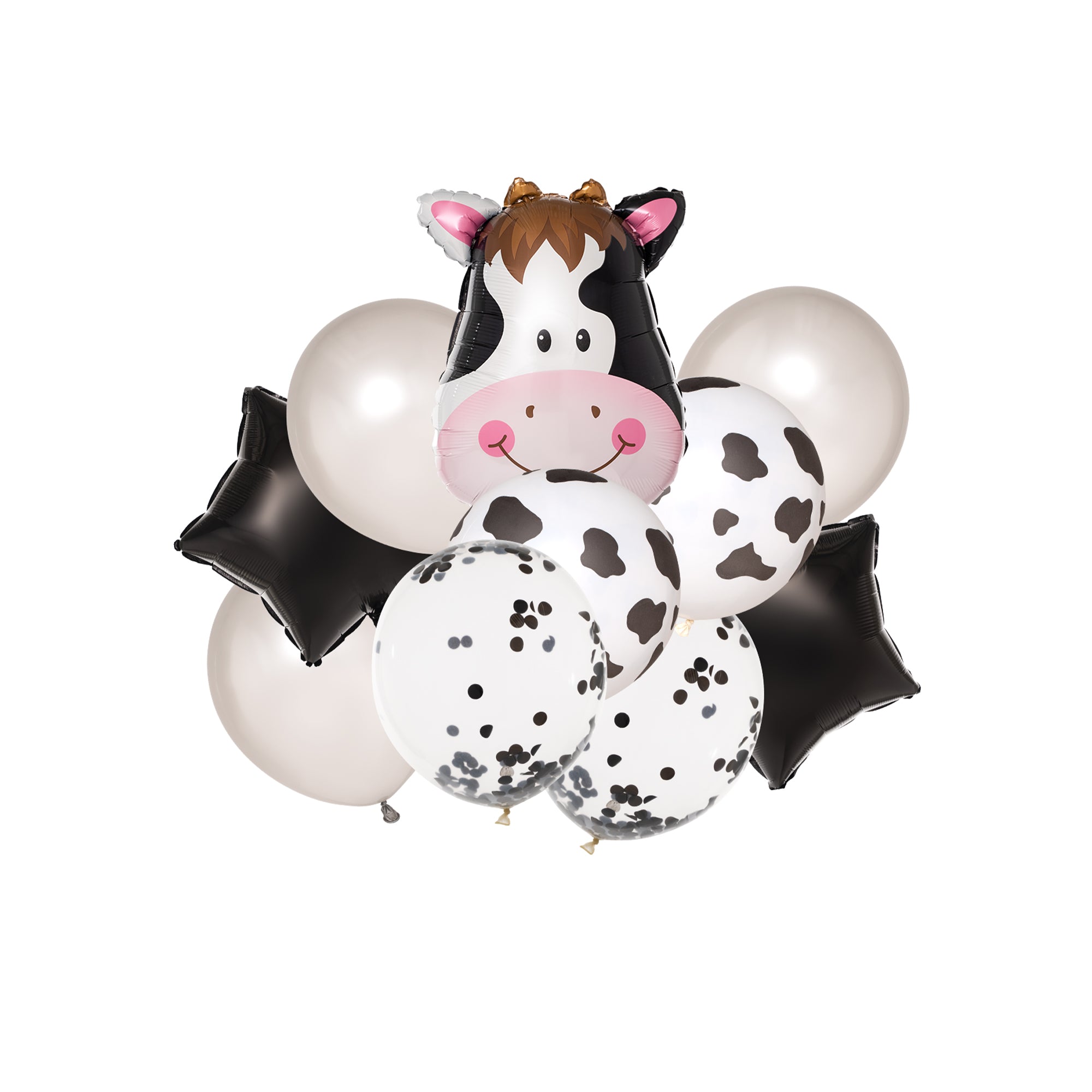 Cow Balloon Bouquet - Farm Animal Party Decorations for Birthday, Baby Shower & Farm Theme Events