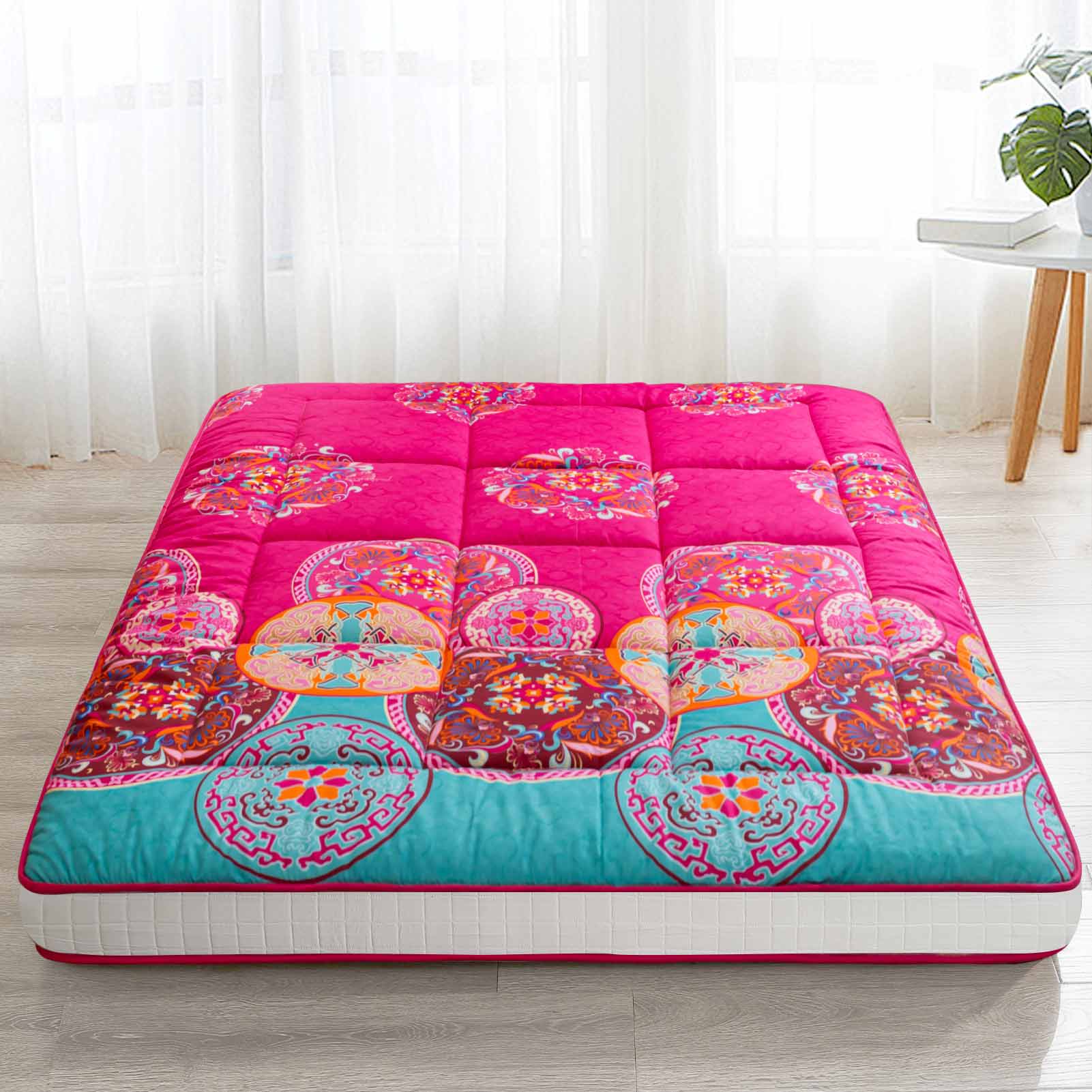 MAXYOYO Padded Japanese Floor Mattress - Bohemian Style Futon for Home & Outdoor Use | Comfortable Floor Sleeping Mat for Guest Room, Camping, and Lounging