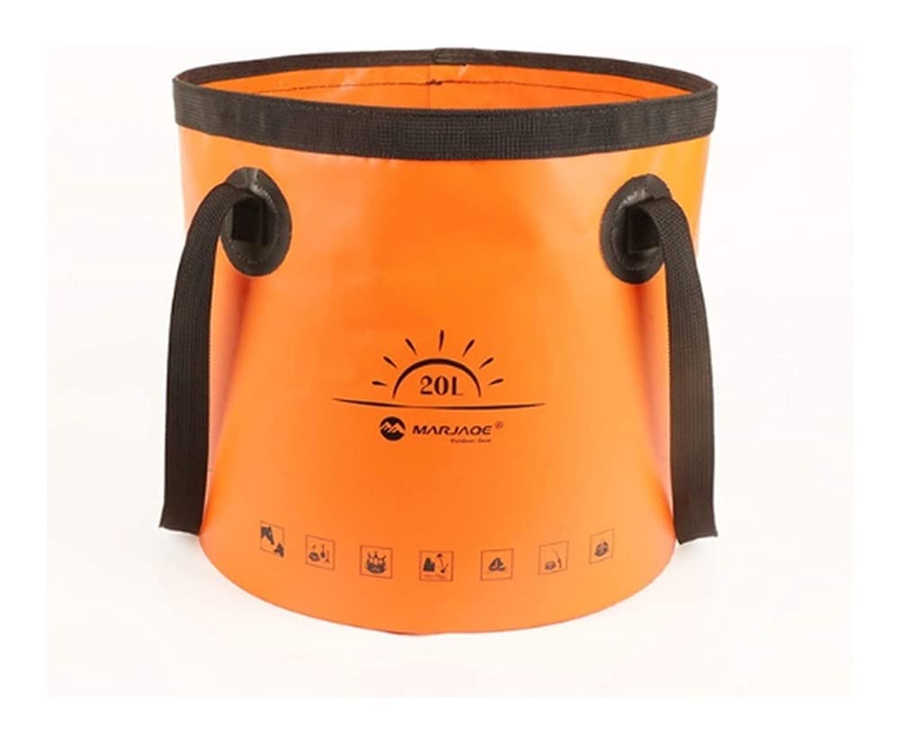 UMKY 10-20L Portable PVC Telescopic Bucket for Outdoor Fishing, Camping & Hiking - Live Fish Storage, Water Carrier, Fly Fishing Accessories - Orange Collapsible Bucket (Great for Camp Cooking, Pet Bathing & Beach Trips)