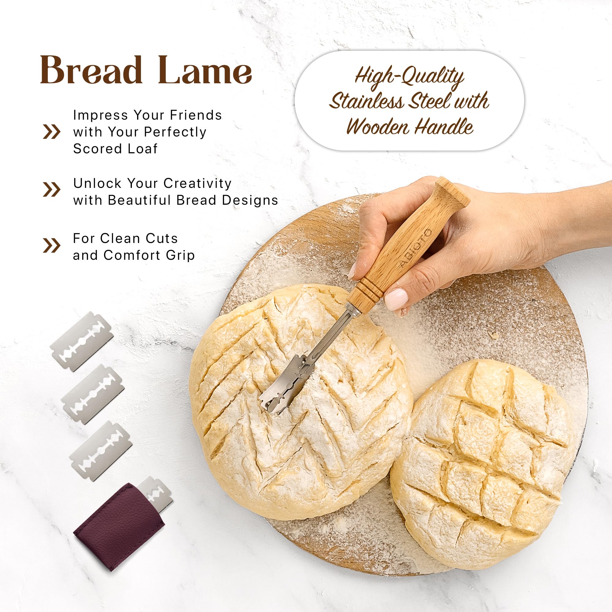 10-Inch Banneton Bread Proofing Basket Set with Lame, Dough Scraper & Linen Liner - Odor-Free Rattan Brotform for Sourdough, Artisan Bread Baking - Perfect for Home Bakers & Professional Bakeries