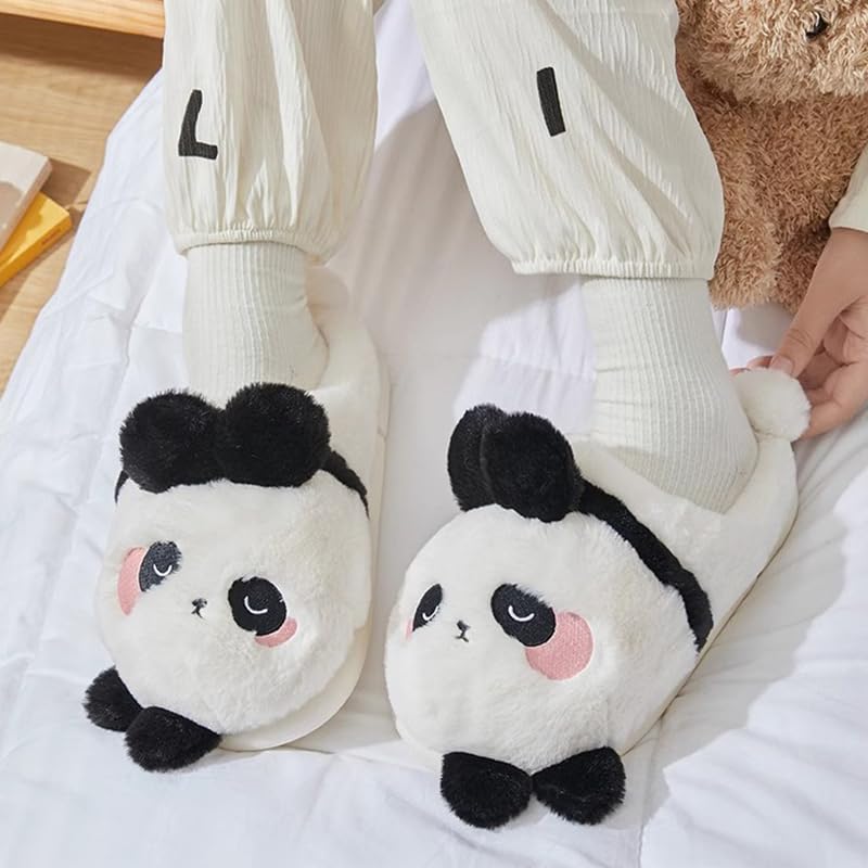 GAGALU Cute Panda Wrapped Toe Slippers - Warm Plush Indoor Outdoor Cotton House Shoes for Women & Men - Perfect for Home, Office, and Travel Comfort