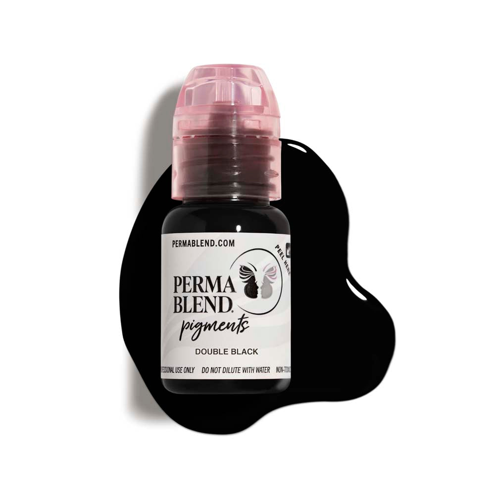 Perma Blend Double Black Tattoo Ink - Professional Permanent Makeup Pigment for Eyebrows & Eyeliner - Vegan, Cruelty-Free Tattoo Supplies for Artists & Beginners