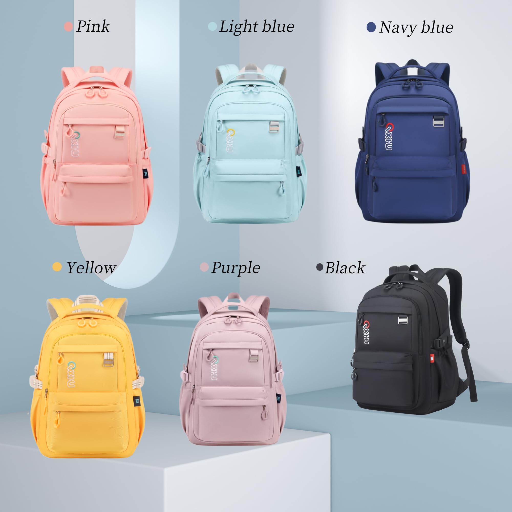 MITOWERMI Water-Resistant Backpack for Girls, Boys & Teens - Durable School Backpack for Middle School Students, Kids Bookbag & Casual Travel Backpack in Navy Blue - Perfect for School, College, Travel & Daily Commute