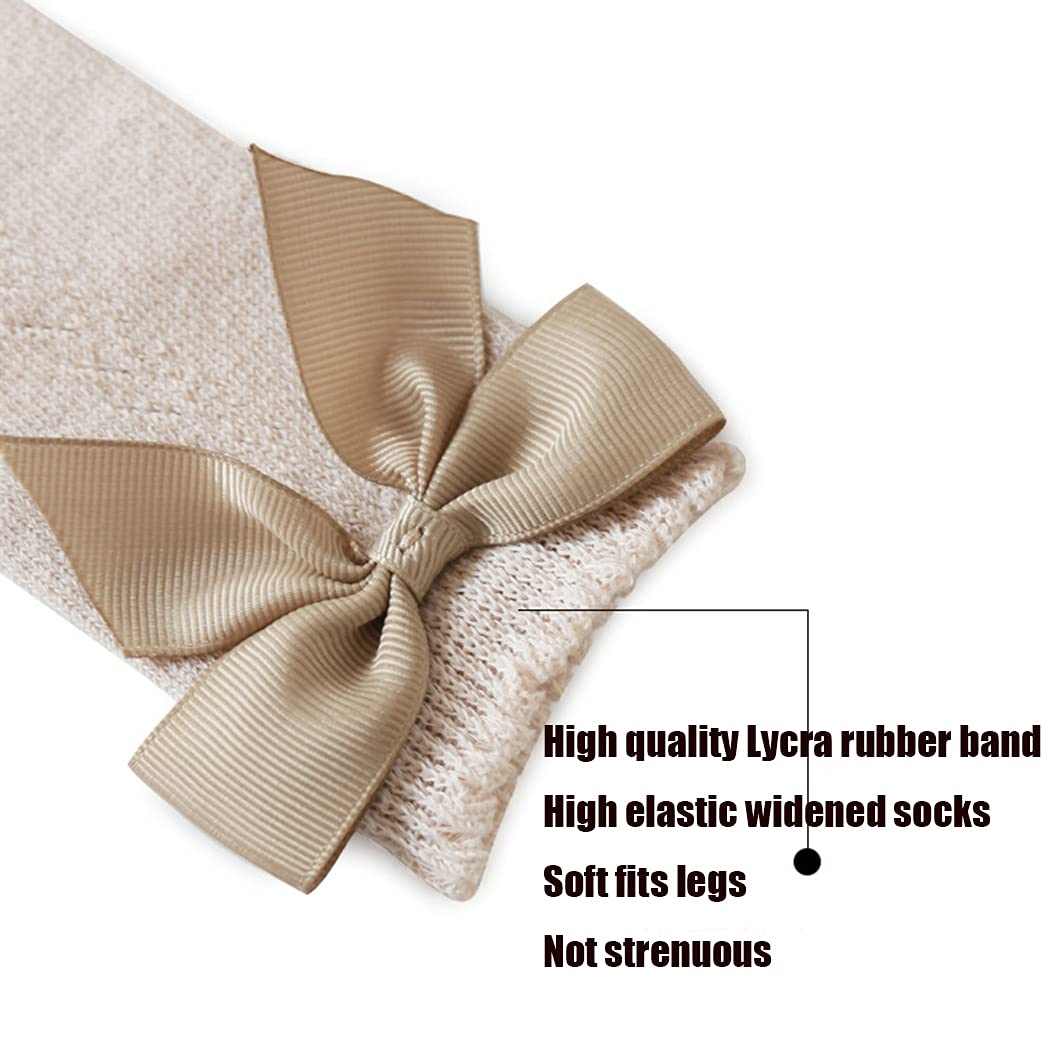 Baby Girls Knee High Socks - Toddler Bow Mesh Breathable Dress Socks | Kids Cotton Tube Uniform Stockings for School, Dance & Special Occasions