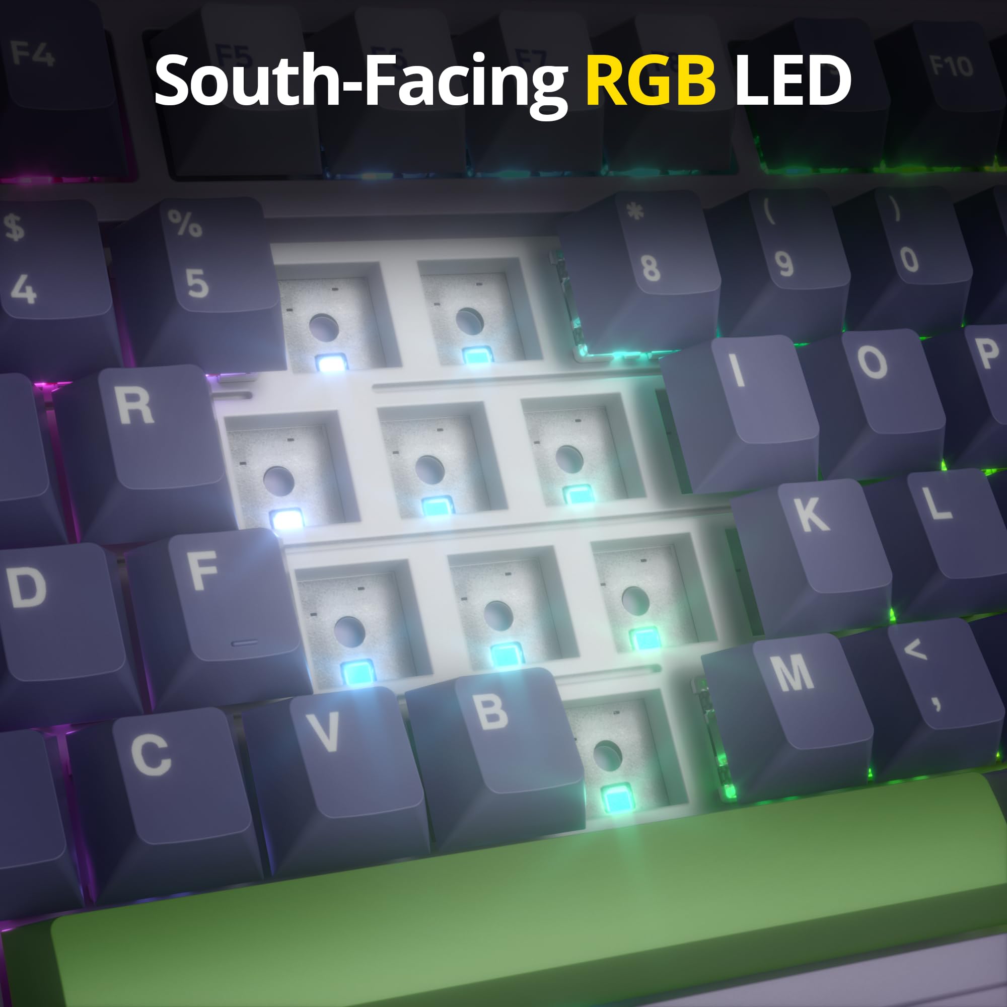 Surmen M75 Wireless Mechanical Keyboard - Bluetooth 5.0/2.4G/USB, Hot-Swappable for Gaming & Office (Lavender)