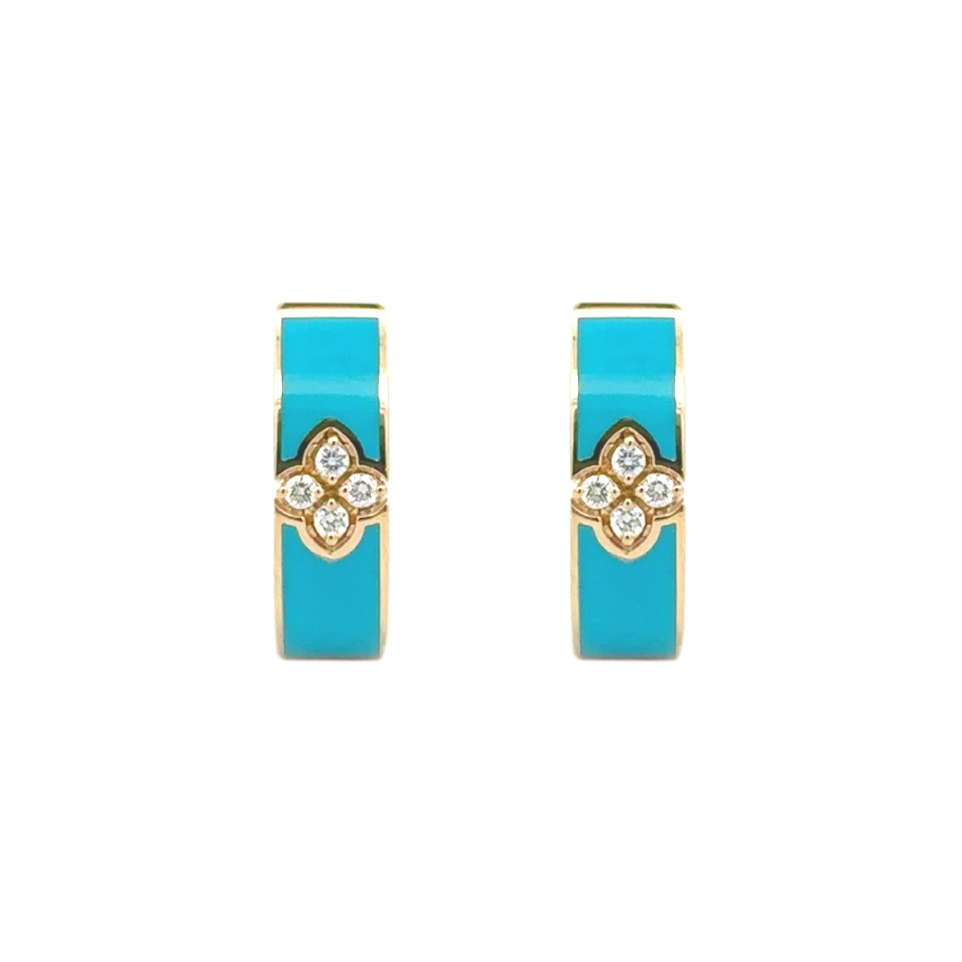 Roberto Coin 18K Gold Diamond & Turquoise Enamel Love in Verona Earrings - Elegant Dangle Earrings for Women, Perfect for Weddings, Anniversaries & Special Occasions