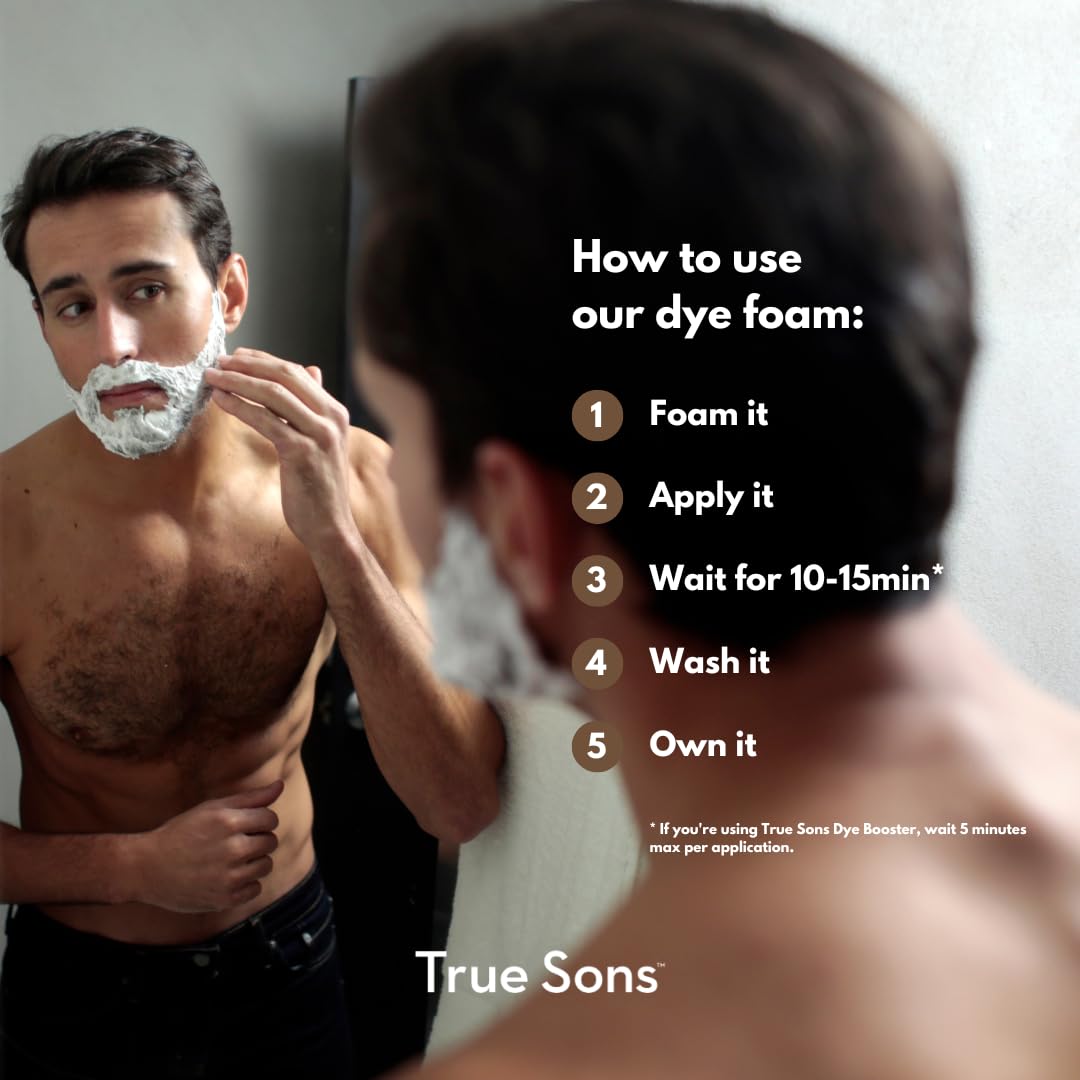 True Sons Men's Hair Dye - Light Brown Grey Coverage | Instant Root Touch Up & Beard Color Kit (1.75oz, 4-6 Uses) | Natural Looking Hair Color for Men | Perfect for Home Use, Travel & Quick Touch-Ups
