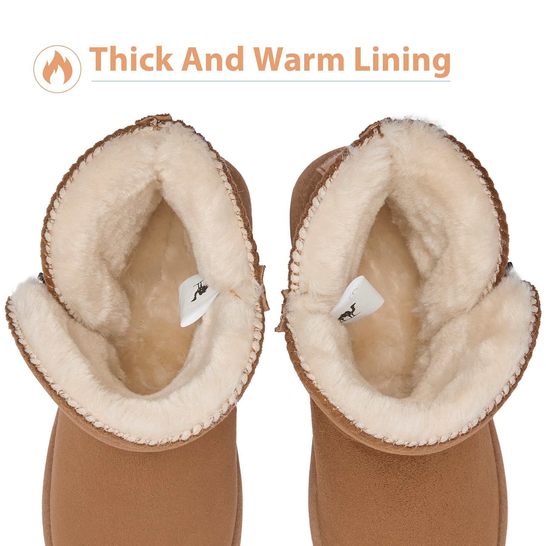 CAMEL CROWN Women's Winter Snow Boots - Waterproof Foldable Mid-Calf Boots with Fur Lining & Zipper, Warm House Slippers for Outdoor Activities, Hiking, and Cold Weather (Black)