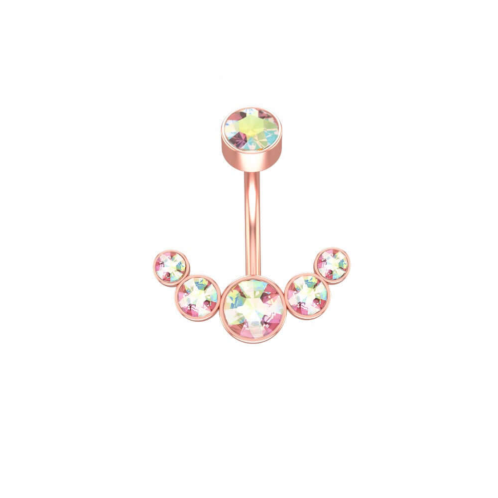 Czech Diamond Navel Ring - Premium 316L Surgical Steel Belly Button Ring | WH6012 for Body Piercing Jewelry & Belly Dance Accessories