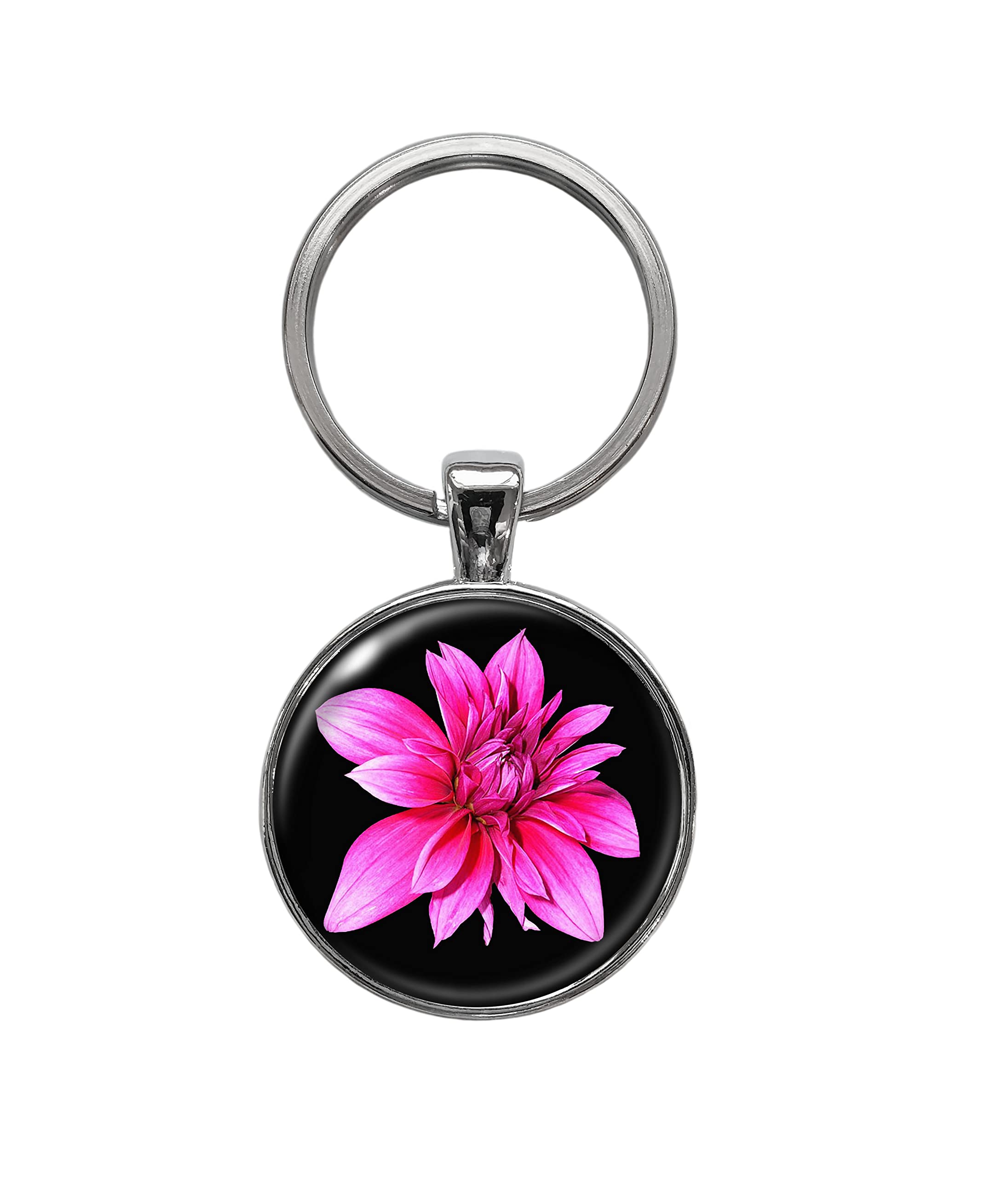 Magenta Pink Chrysanthemum Flower Keychain - Cute Floral Key Ring for Women, Girls - Perfect for Keys, Bags, Backpacks & Gifts