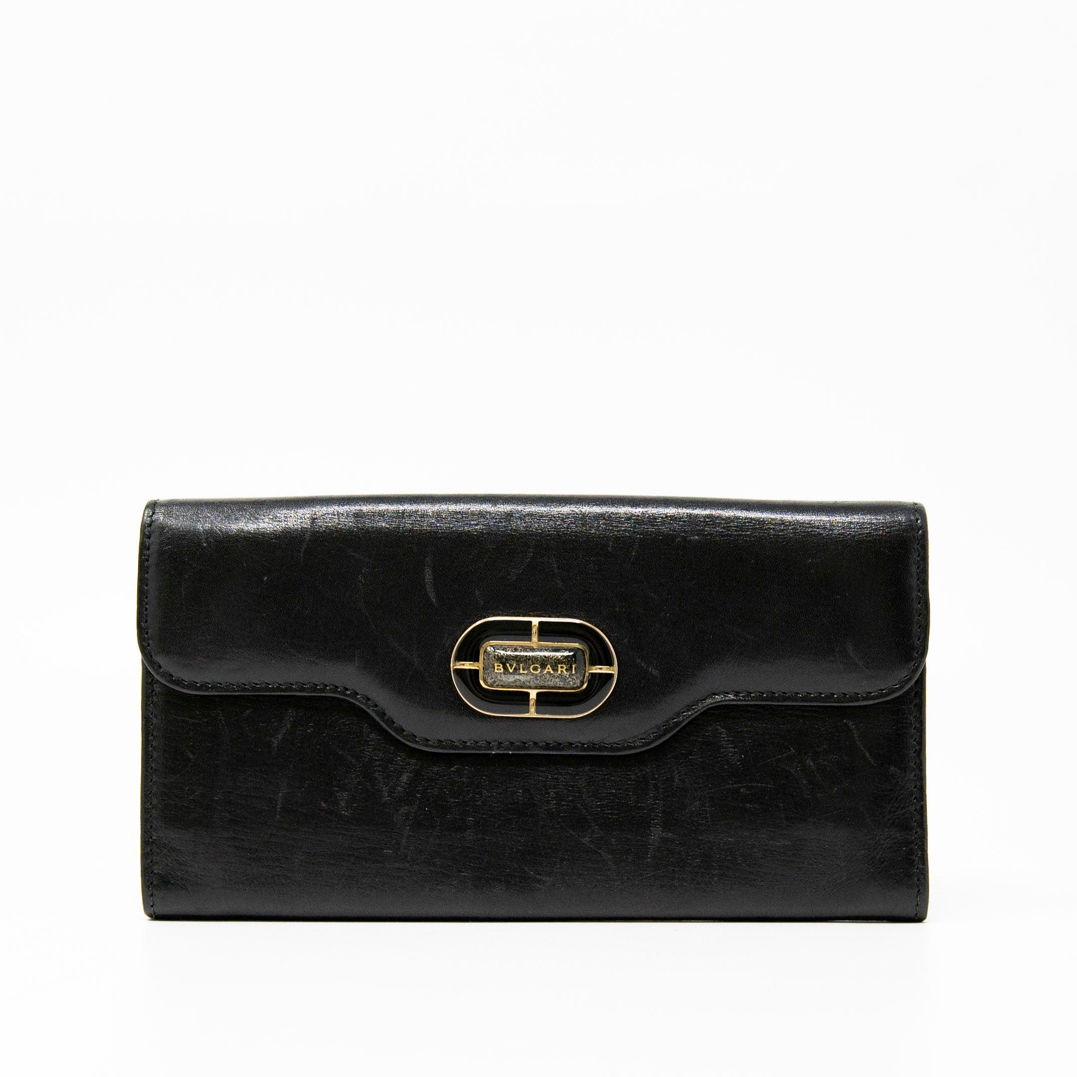 Bvlgari Black Leather Long Wallet for Men - Luxury Designer Bifold Wallet with RFID Protection - Perfect for Business, Travel & Everyday Use