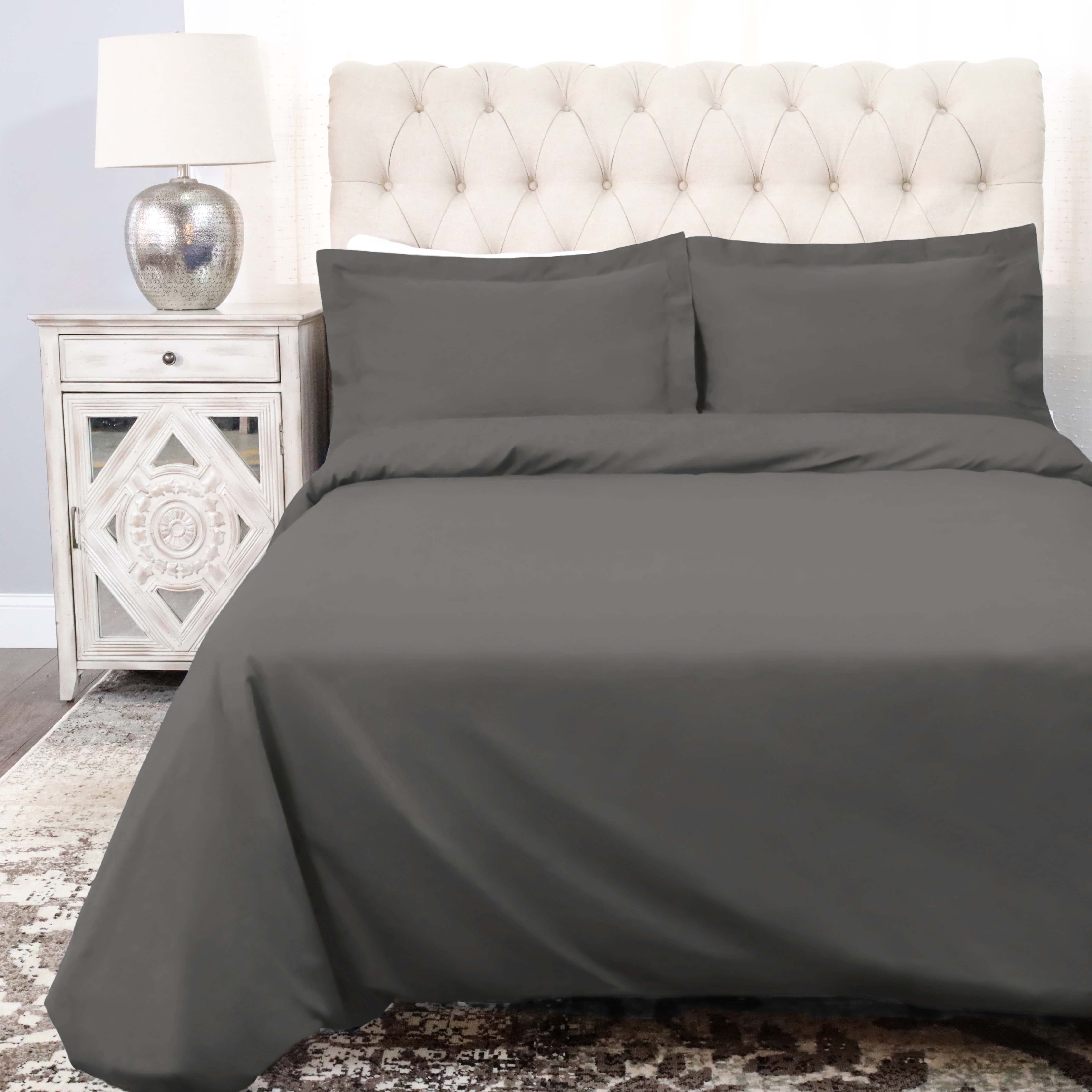 300 Thread Count Cotton Percale Solid Duvet Cover Set - Queen Size, Breathable & Soft Bedding Set for All Seasons - Perfect for Master Bedroom, Guest Room & Hotel Use