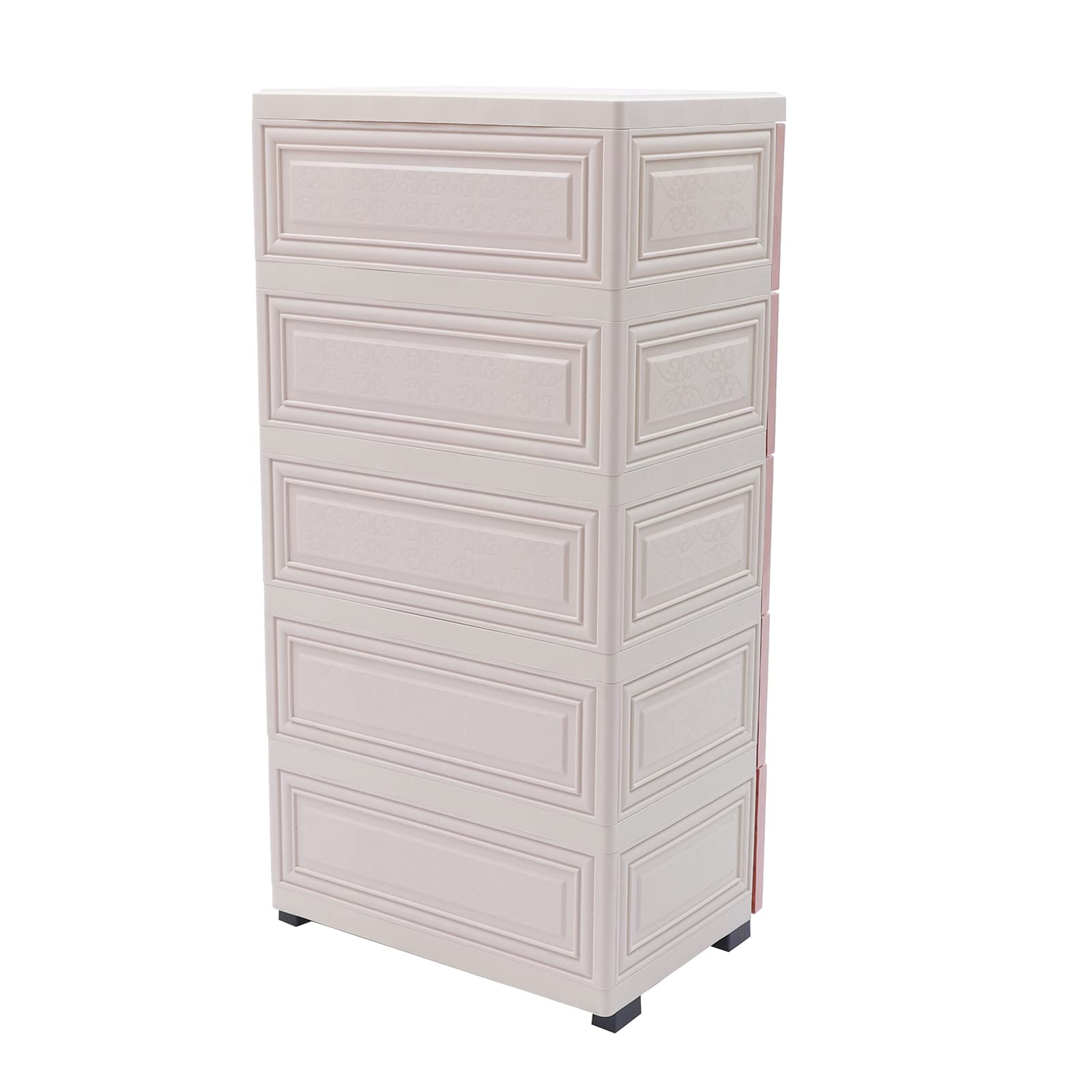 Eapmic 6-Drawer Plastic Storage Cabinet, Tall Standing Dresser with Organizer for Closet, Bedroom, Office & Playroom - Pink | Space-Saving Nightstand & End Table for Small Spaces