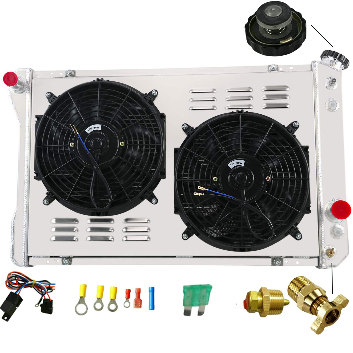 High-Performance Aluminum Radiator for 1982-1992 Chevy Camaro & Pontiac Firebird - 4-Row Core with 12