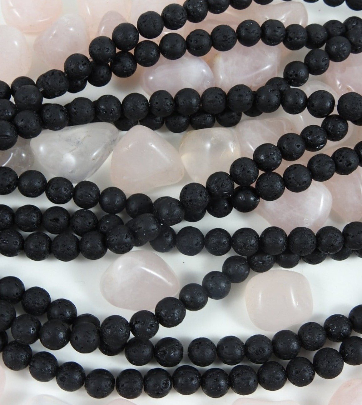 Black Lava Bead Strand - Natural Volcanic Stone Bracelet for Men & Women - Spiritual Healing, Stress Relief & Grounding - Perfect for Meditation, Yoga & Energy Balancing