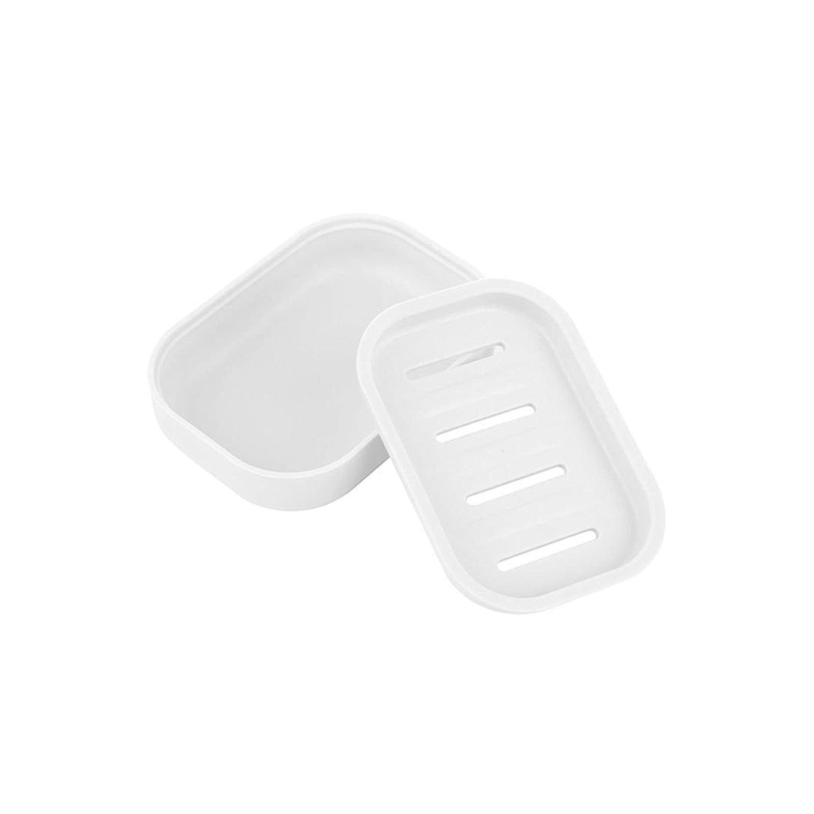White Plastic Soap Dish Holder for Bathroom, Shower, Travel & Hiking - Durable Soap Dispenser Rack with Drainage for Home & Outdoor Use
