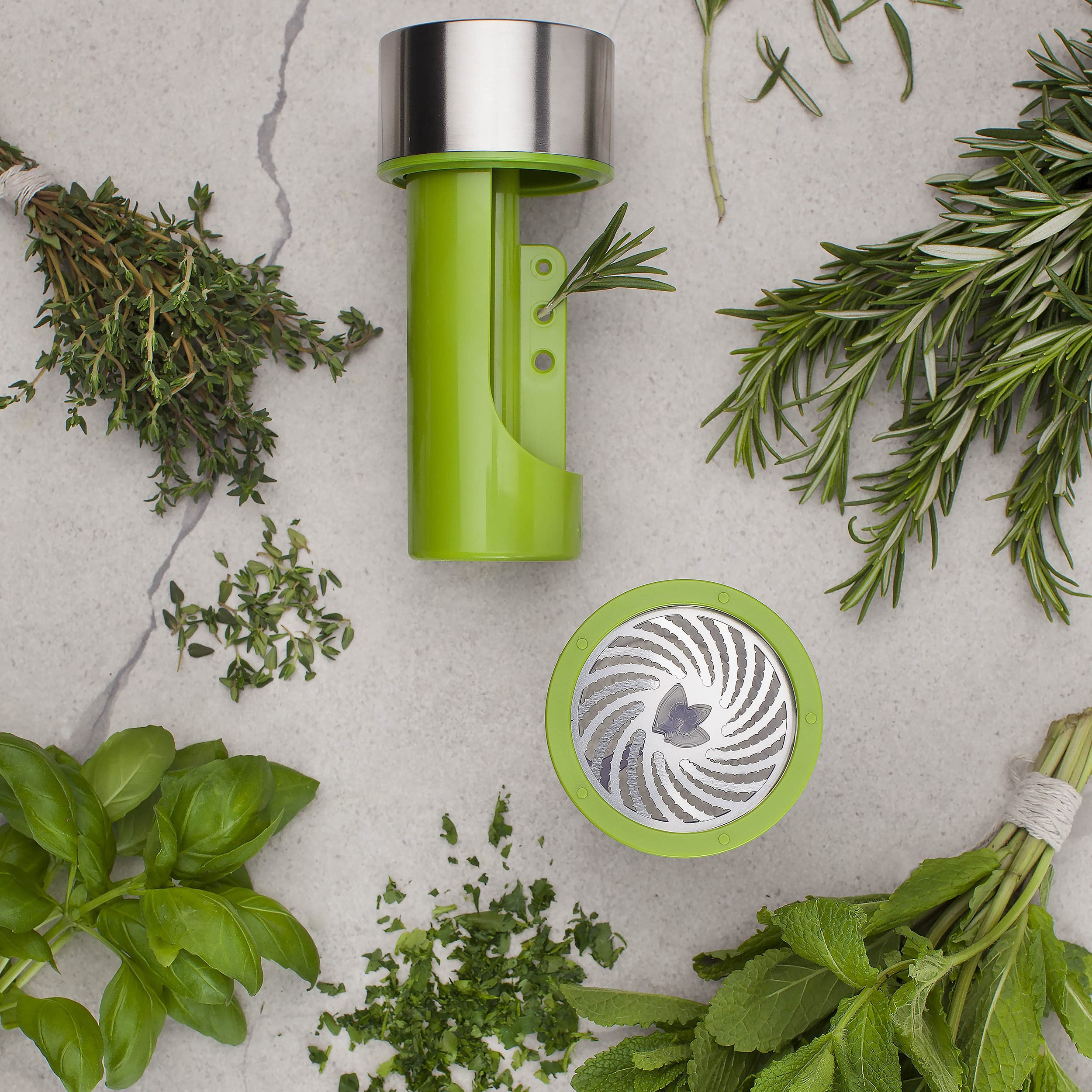 Premium Stainless Steel Microplane Herb Grinder & Leaf Stripper - Kitchen Seasoning Mill for Fresh Herbs, Spices & Tea Leaves | Perfect for Cooking, Baking & Cocktail Making