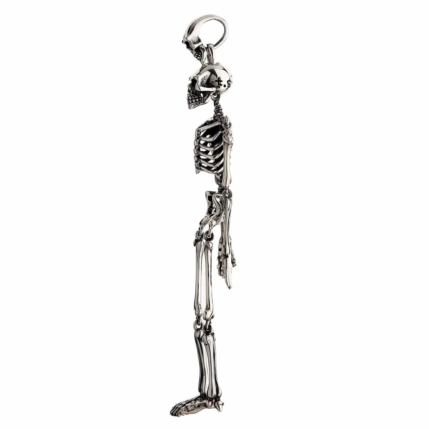 Large Skeleton Skull Sterling Silver Biker Pendant Necklace for Men - Gothic Punk Jewelry for Bikers, Motorcycle Enthusiasts & Halloween Costume Accessories