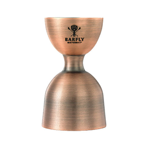 Barfly by Mercer M37006ACP 1 & 2 oz Straight Rim Bell Jigger - Antique Copper Finish - Professional Bartender Tool for Cocktail Mixing, Measuring & Pouring - Perfect for Home Bars & Cocktail Parties
