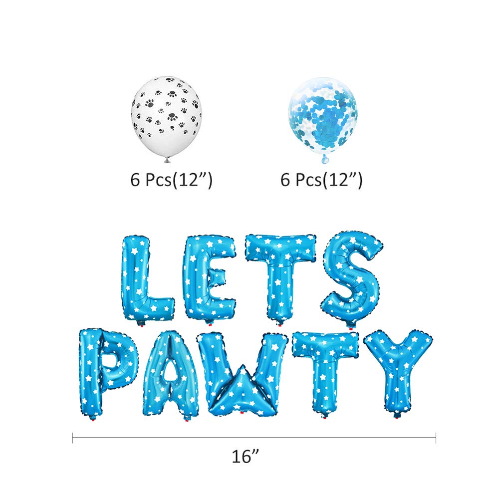 23PCS Pet Party Decoration Kit - Dog Paw Print Balloons, Foil Balloons & Happy Birthday Banner with 