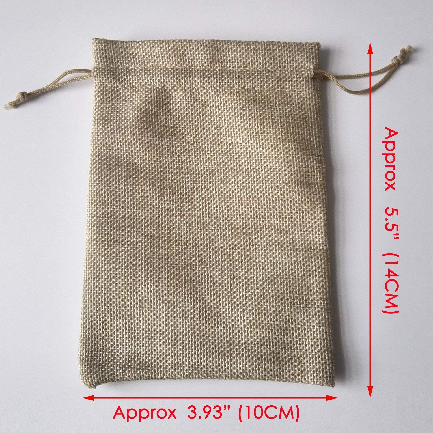 Premium Gold Fortune Burlap Drawstring Gift Bags with Cotton Lining - Natural Jute Bags (10x14cm) for Wedding Favors, Party Gifts & Holiday Decorations