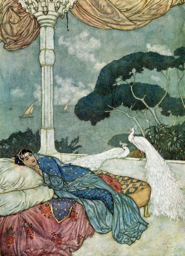 Heaven and Hell Illustration by Edmund Dulac - Vintage Art Print for Home Decor, Office Wall Art, Gothic Literature Gift
