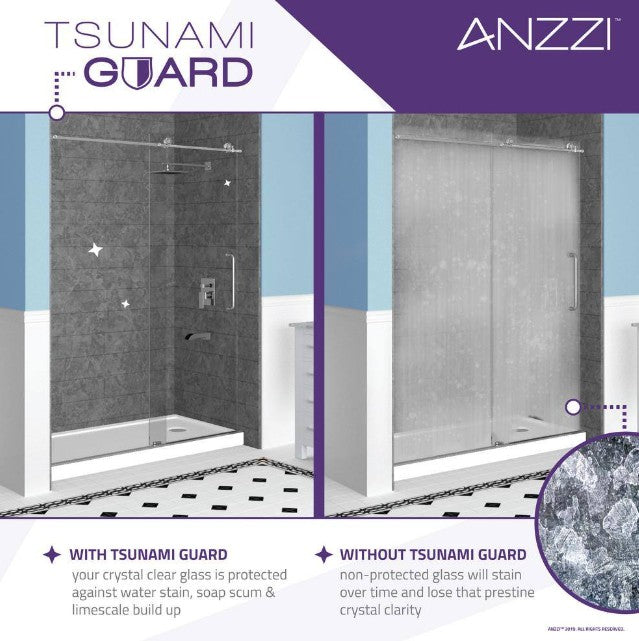 Anzzi SD AZ8075 02CH Passion Frameless Shower Door - 30