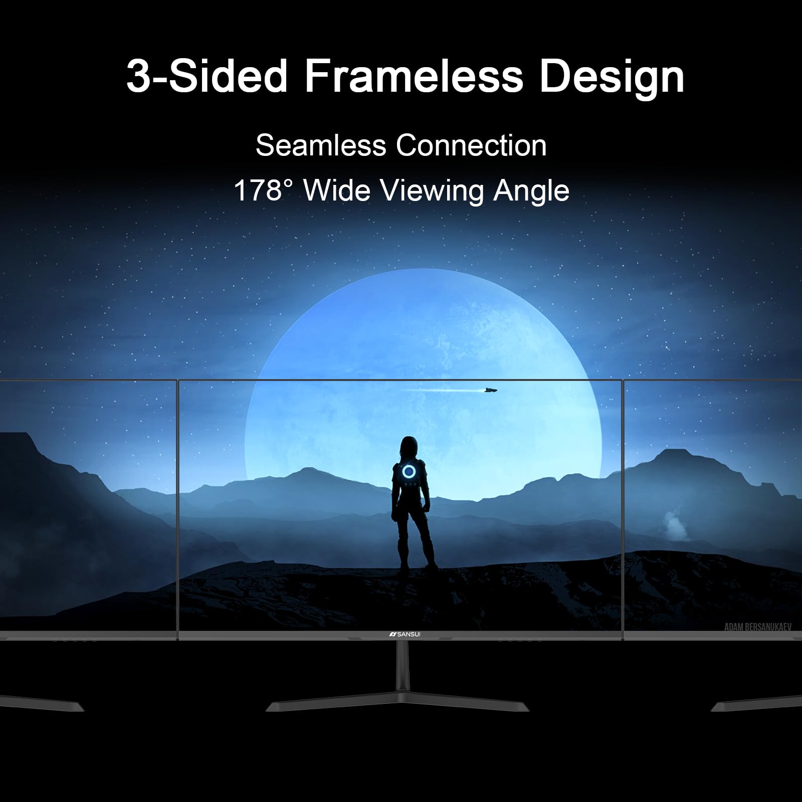 SANSUI 27 Inch Full HD 1080P Computer Monitor - 1920x1080 Resolution, 100Hz Refresh Rate, AMD FreeSync, HDMI & VGA Ports, 100x100mm VESA Mount - Ideal for Home Office, Gaming, and Multimedia Entertainment