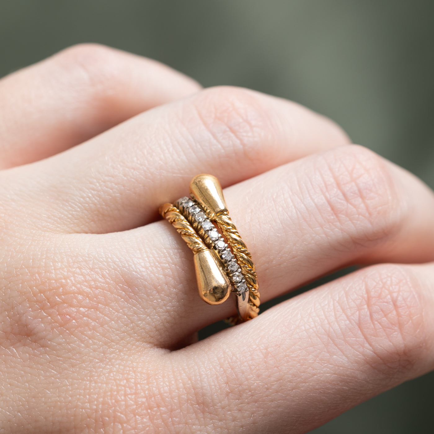 0.11ctw Diamond Wrap Rope Ring - Size 6.75 | Elegant Stackable Wedding Band for Women | Perfect for Engagement, Anniversary & Special Occasions