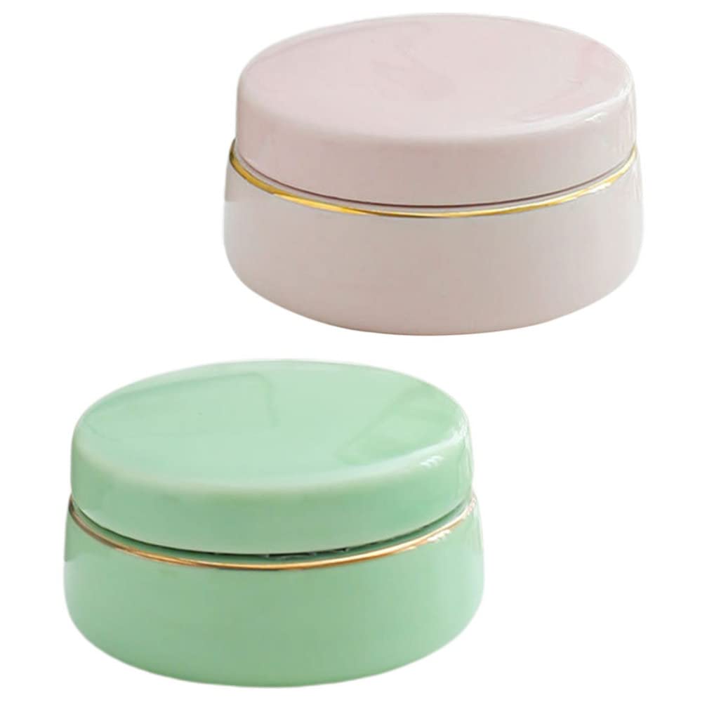 Cabilock 2-Pack Mini Ceramic Sample Jars - Empty Cosmetic Containers for Creams, Lipsticks, Tea, Lip Balm & Jewelry | Perfect for Travel, DIY Beauty & Home Organization