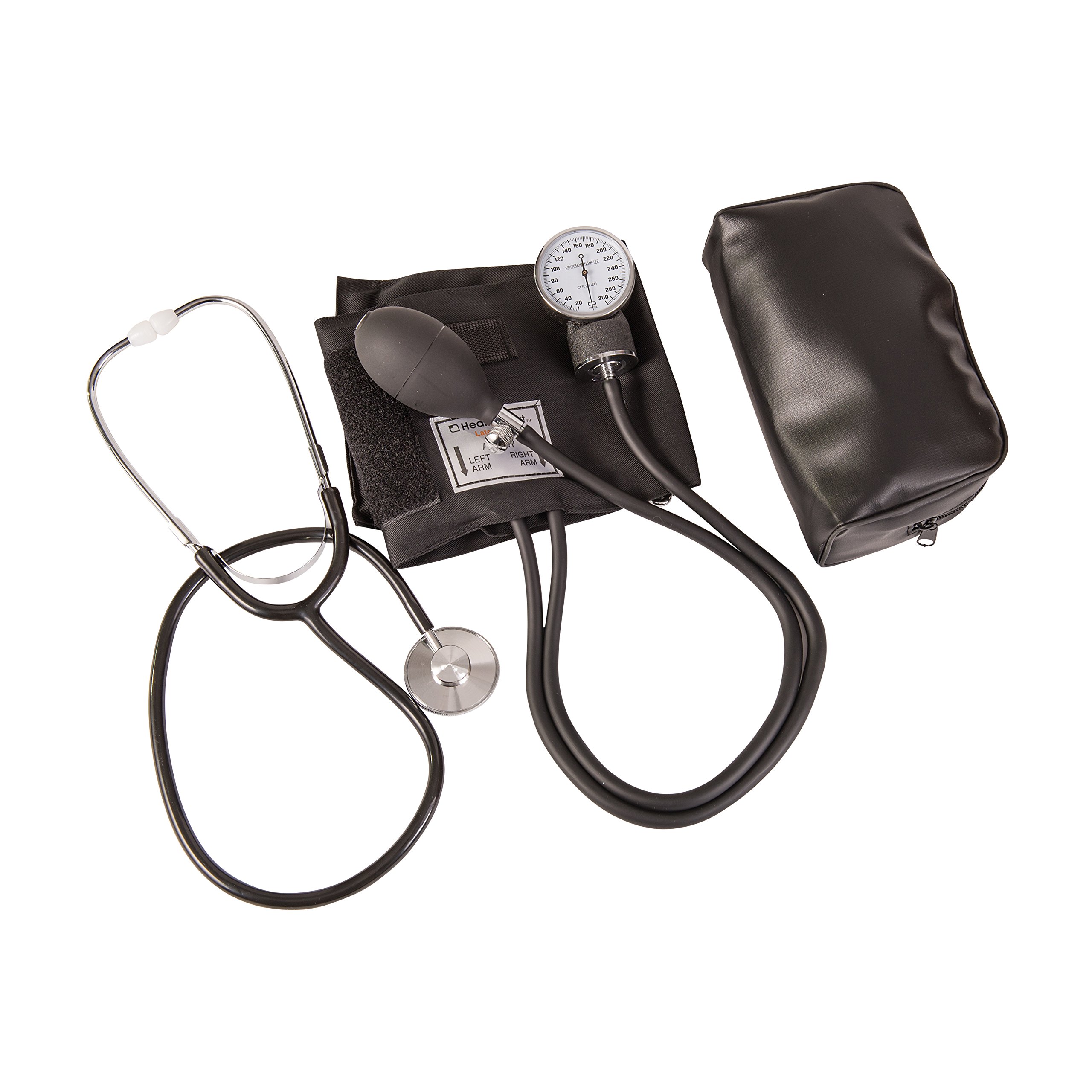 MABIS Professional Aneroid Sphygmomanometer - Accurate Blood Pressure Monitor with Stethoscope, Adjustable Adult Cuff & Portable Carrying Case (Black) - Ideal for Home Use, Clinics, and Medical Professionals