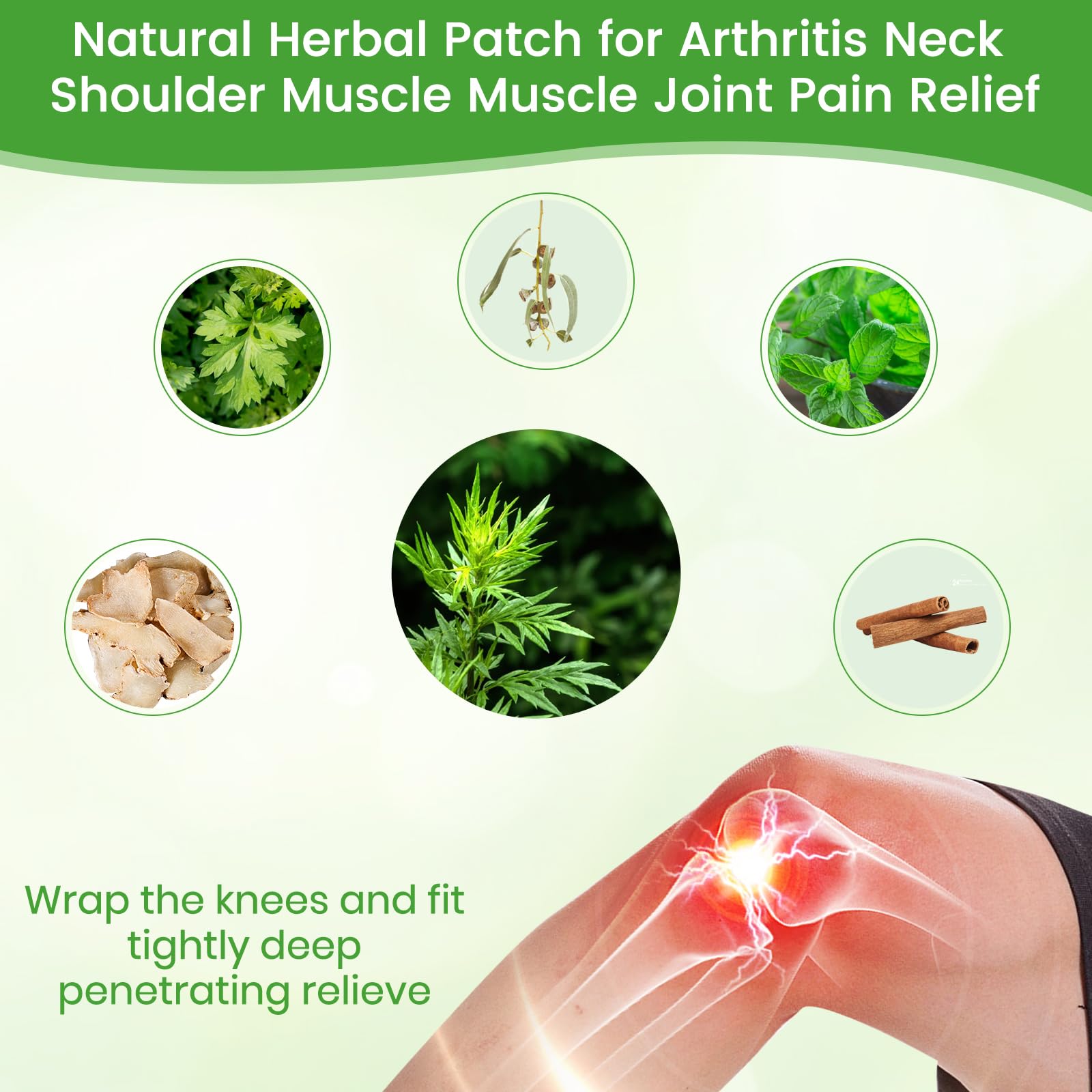 48Pcs MQUPIN Knee Pain Relief Patches - Natural Herbal Warming Patches for Bone on Bone Pain, Wormwood Patches for Joint & Muscle Pain Relief, Extra Strength Lasts Up to 12 Hours - Perfect for Arthritis, Sports Injuries & Daily Discomfort