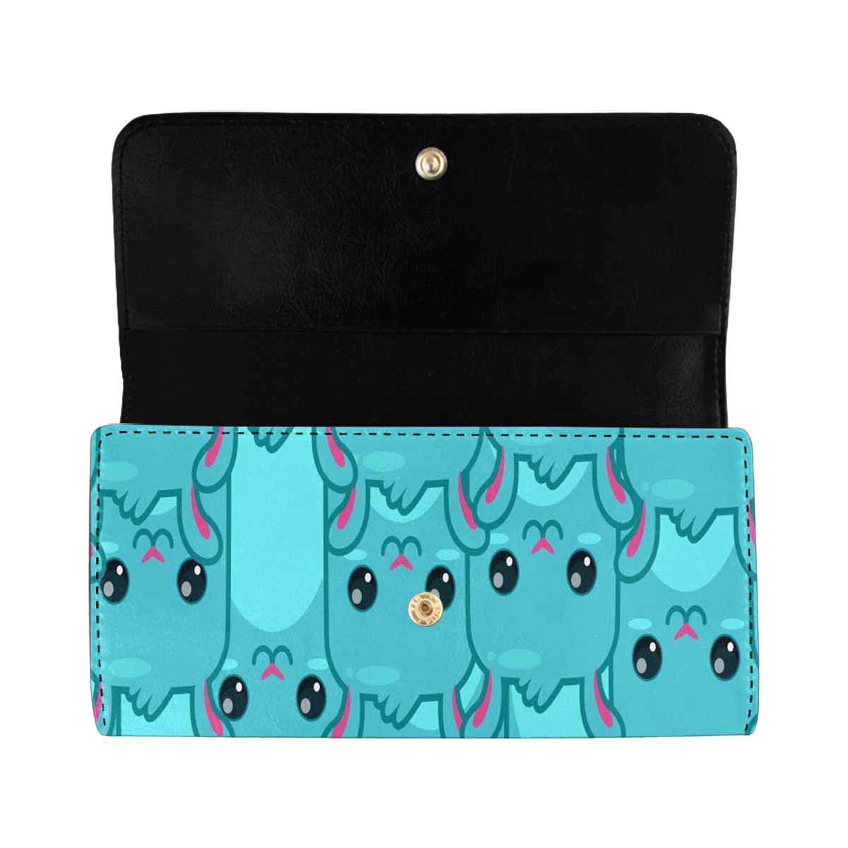 INTERESTPRINT Women's Wallet - Blue Cartoon Rabbit Tri-Fold Clutch Purse with Card Slots | Perfect for Everyday Use, Travel & Gift Giving
