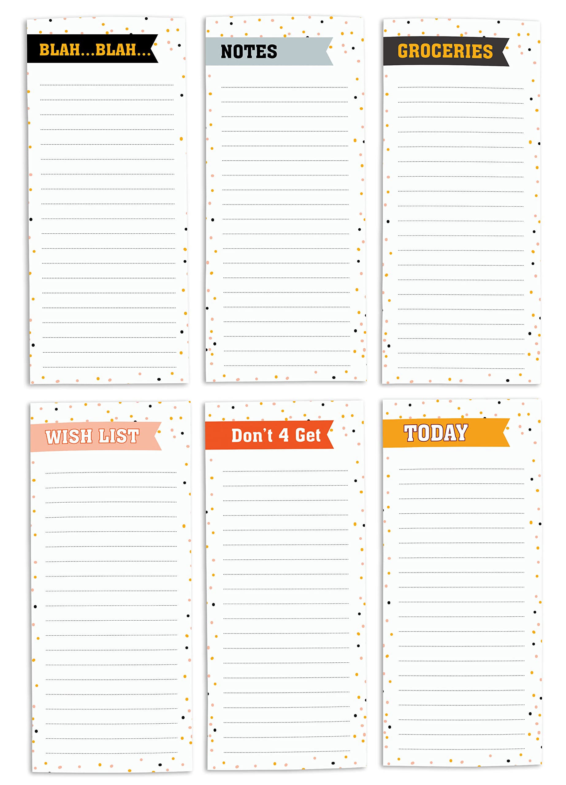 6-Pack Funny Magnetic Dry Erase Whiteboards for Refrigerator - No Stain Wipe Clean Grocery & Shopping Lists (8.75