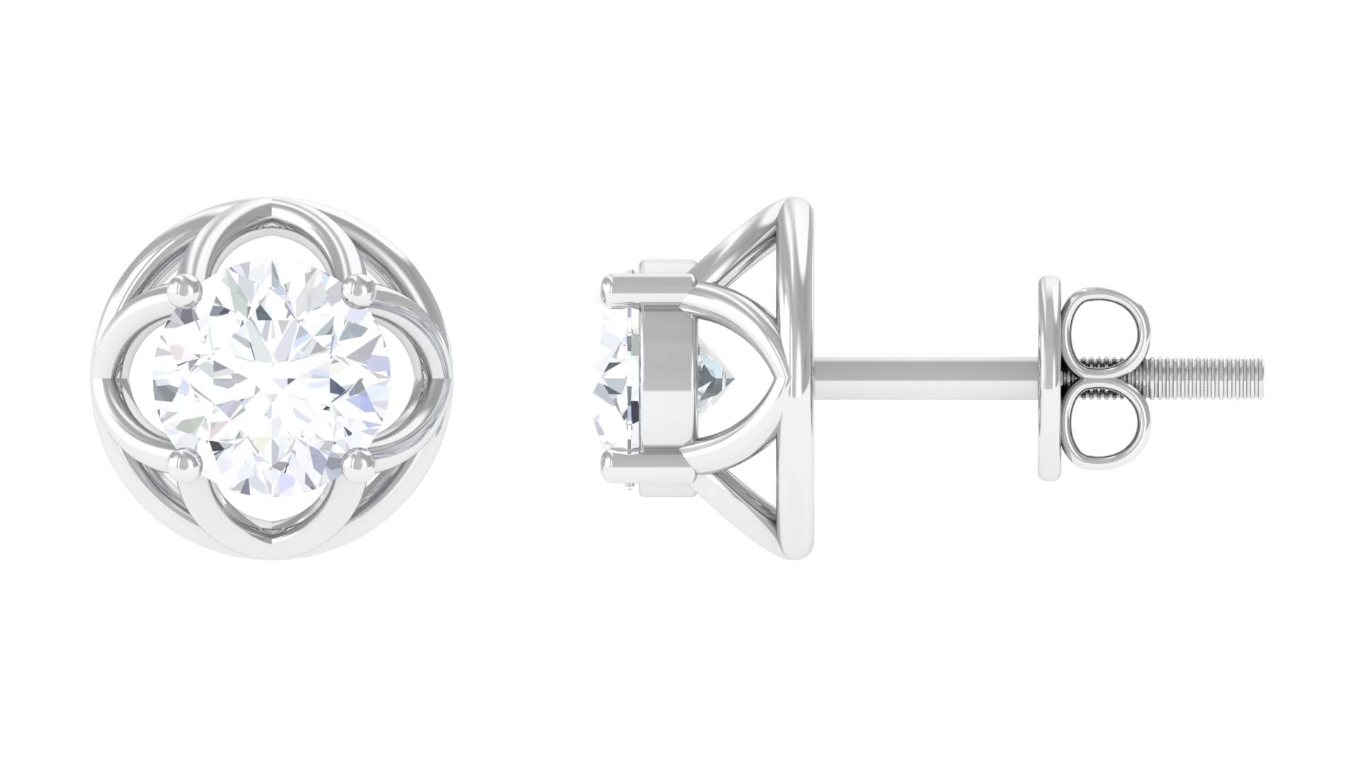 1 CT Moissanite Stud Earrings for Women - 14K Solid Gold Flower & Solitaire Earrings | Hypoallergenic, Durable & Sparkling | Perfect for Weddings, Anniversaries & Everyday Elegance