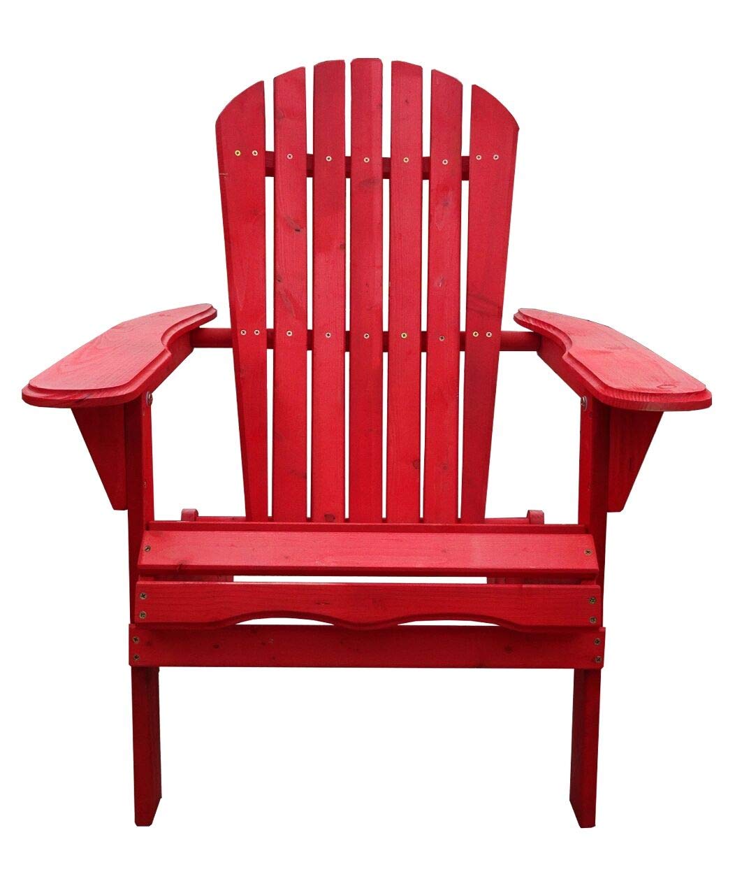 Premium W Home Adirondack Chair Bistro Set - Heavy Duty Outdoor Patio Furniture - Standard Size in Classic Red - Perfect for Backyard, Garden, Poolside & Deck Relaxation