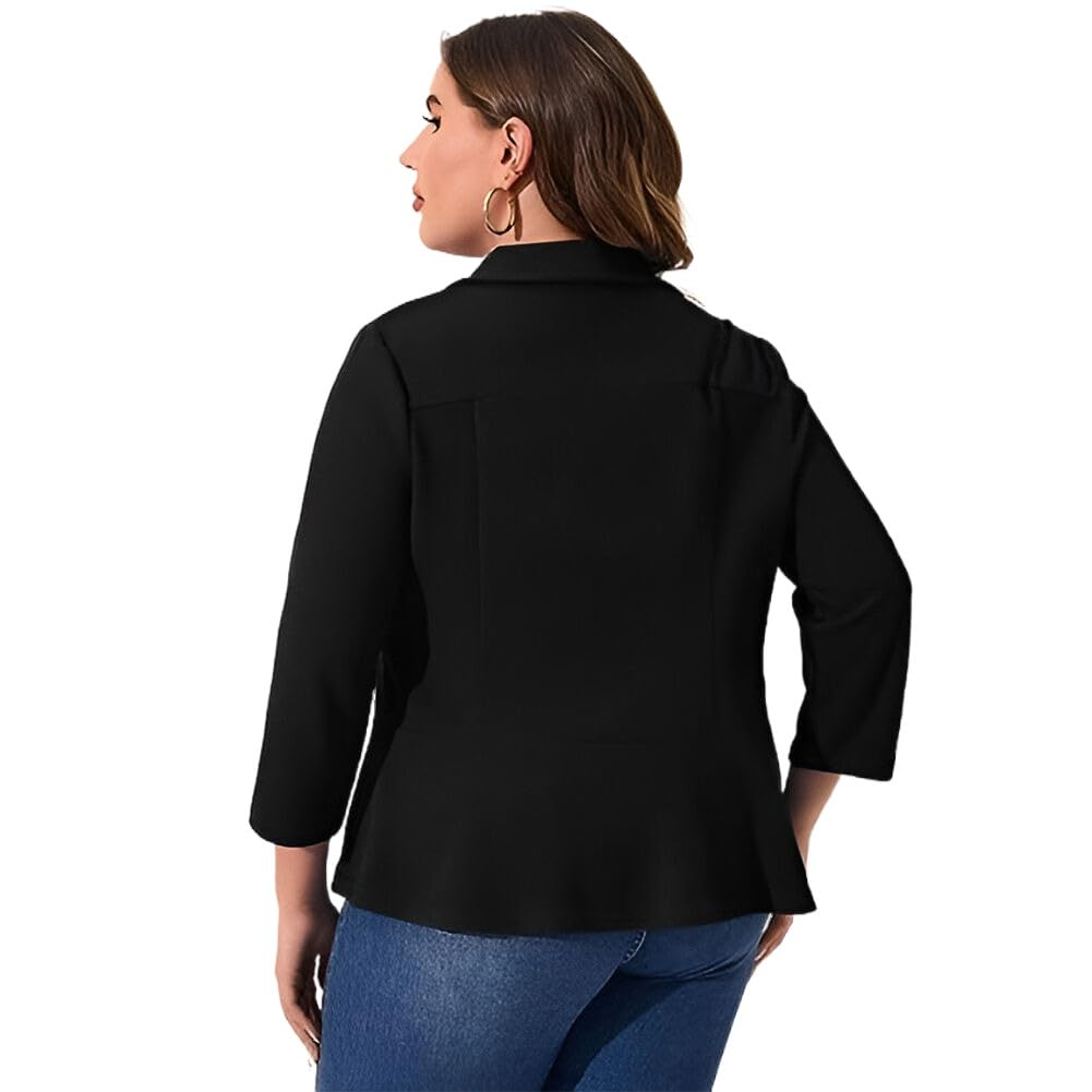 Plus Size Women's Lightweight Open Front Cardigan - 3/4 Sleeve Draped Cover Up for Spring | Casual Loungewear, Office Wear & Layering Piece
